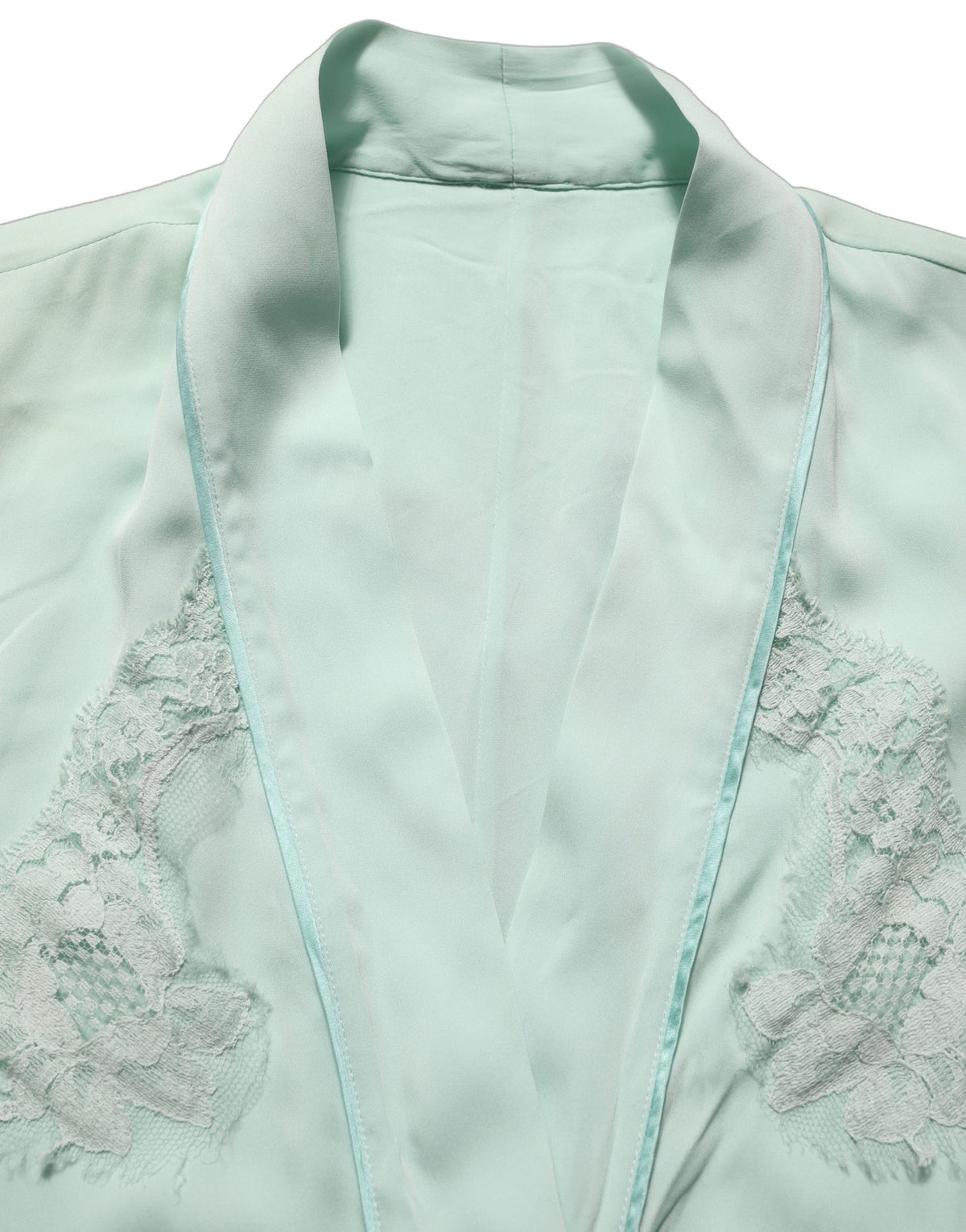 Dolce & Gabbana Mint Green Silk Lace Trim Abaya Maxi Women's Dress (Pre-Owned)