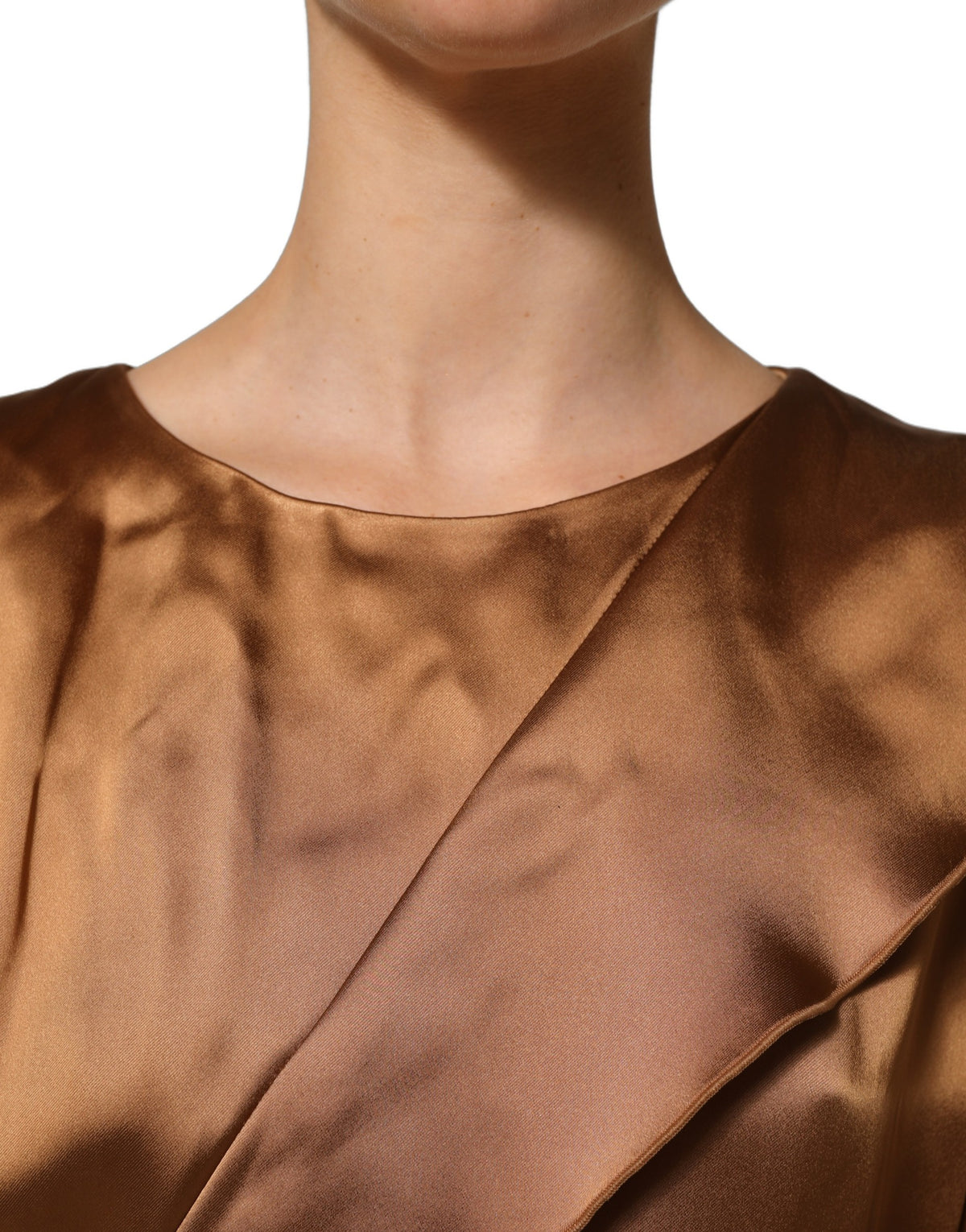 Emporio Armani Brown Satin Acetate Wrap Sheath Mini Belted Women's Dress