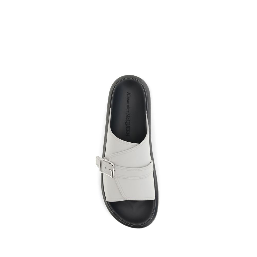 Alexander McQueen Gray Calf Leather Bos Taurus Platform Men's Sandals