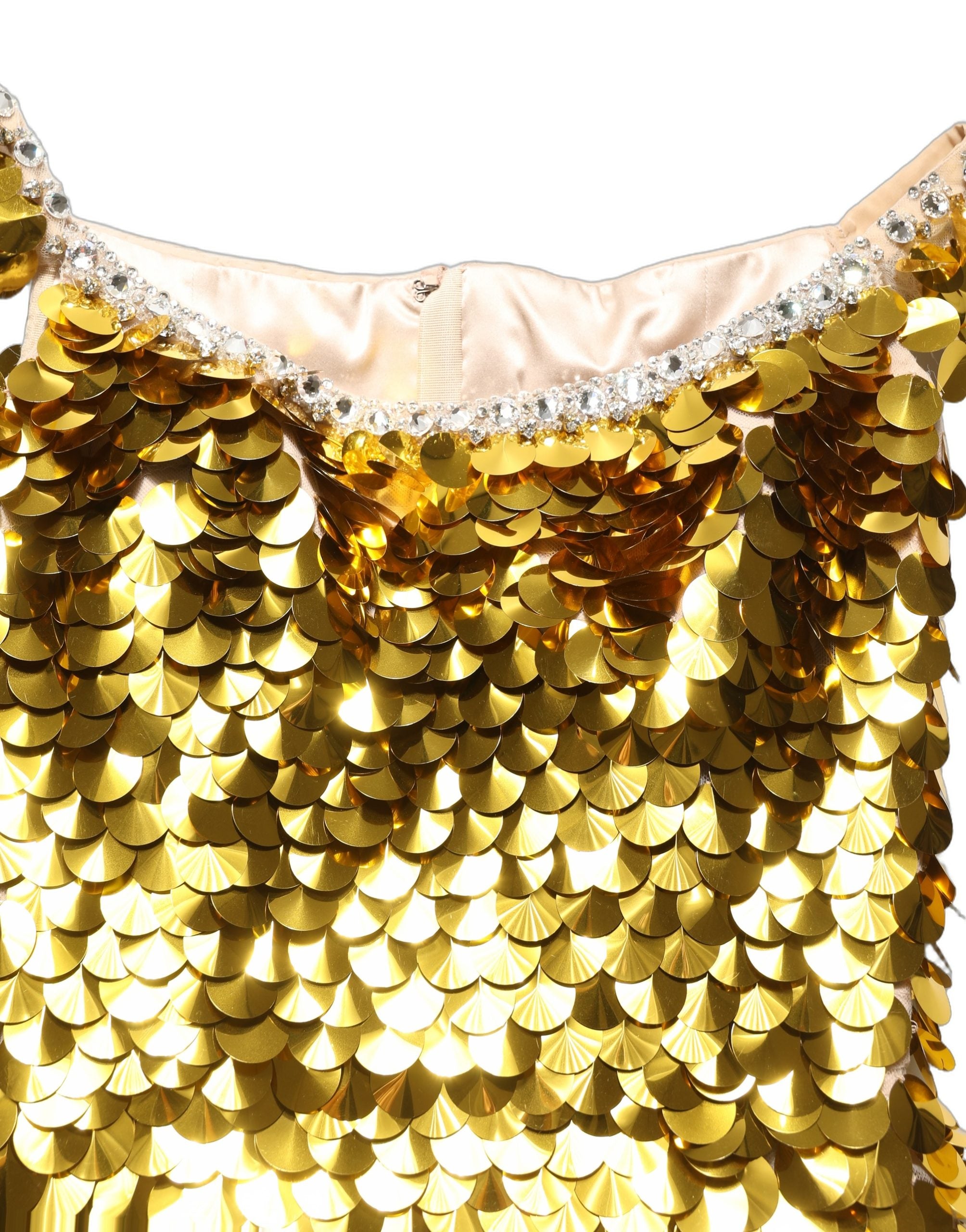Dolce & Gabbana Gold Sequin Embellished Sleeveless Gown Women's Dress (Pre-Owned)
