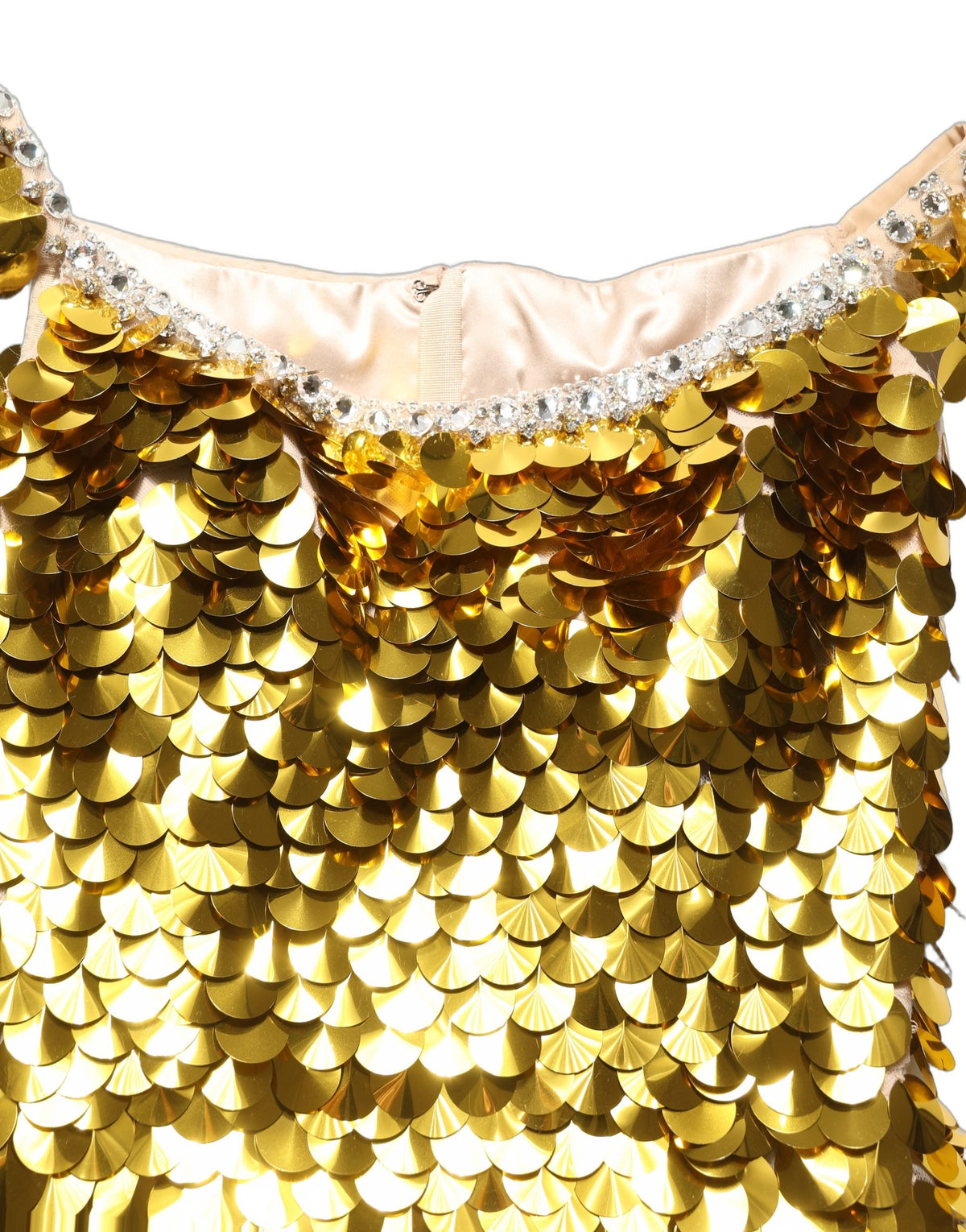 Dolce & Gabbana Gold Sequin Embellished Sleeveless Gown Women's Dress (Pre-Owned)