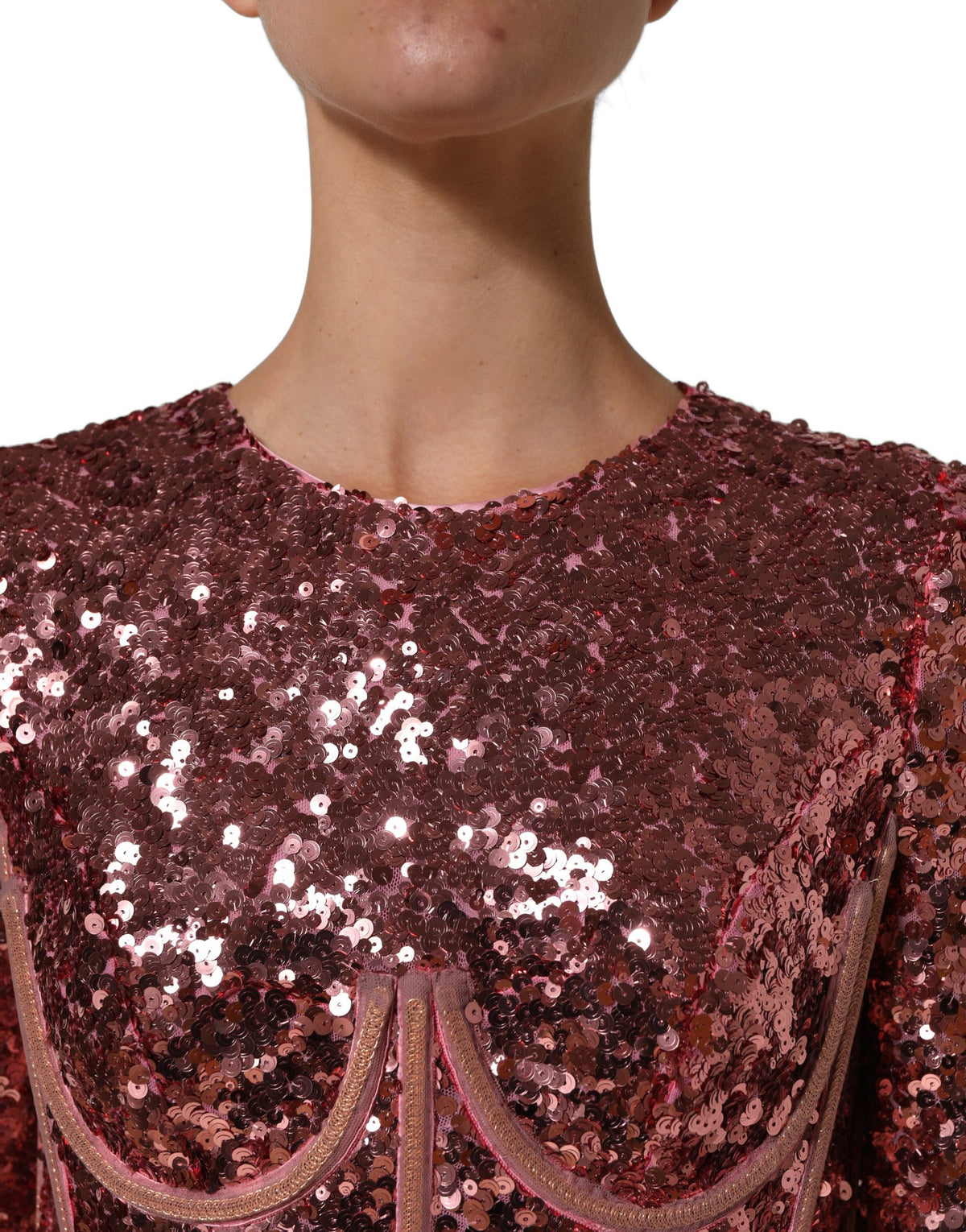 Dolce & Gabbana Pink Long Sequined Corset Detailing Gown Women's Dress