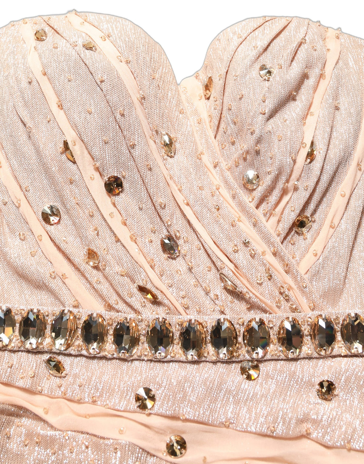 Dolce & Gabbana Nude Embellished Strapless Evening Gown Women's Dress