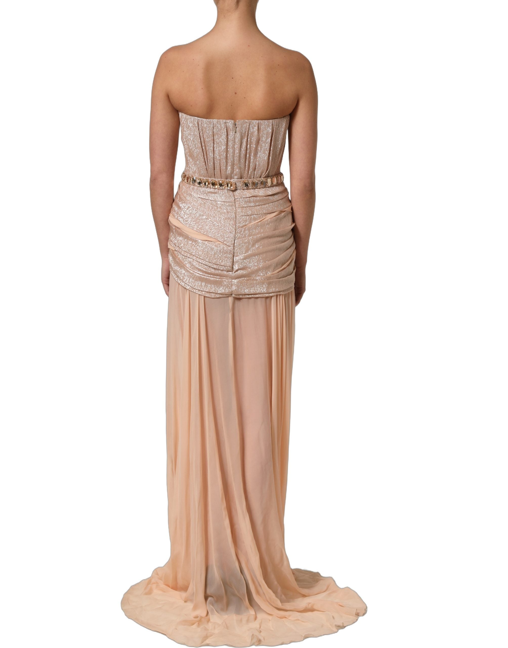 Dolce & Gabbana Nude Embellished Strapless Evening Gown Women's Dress