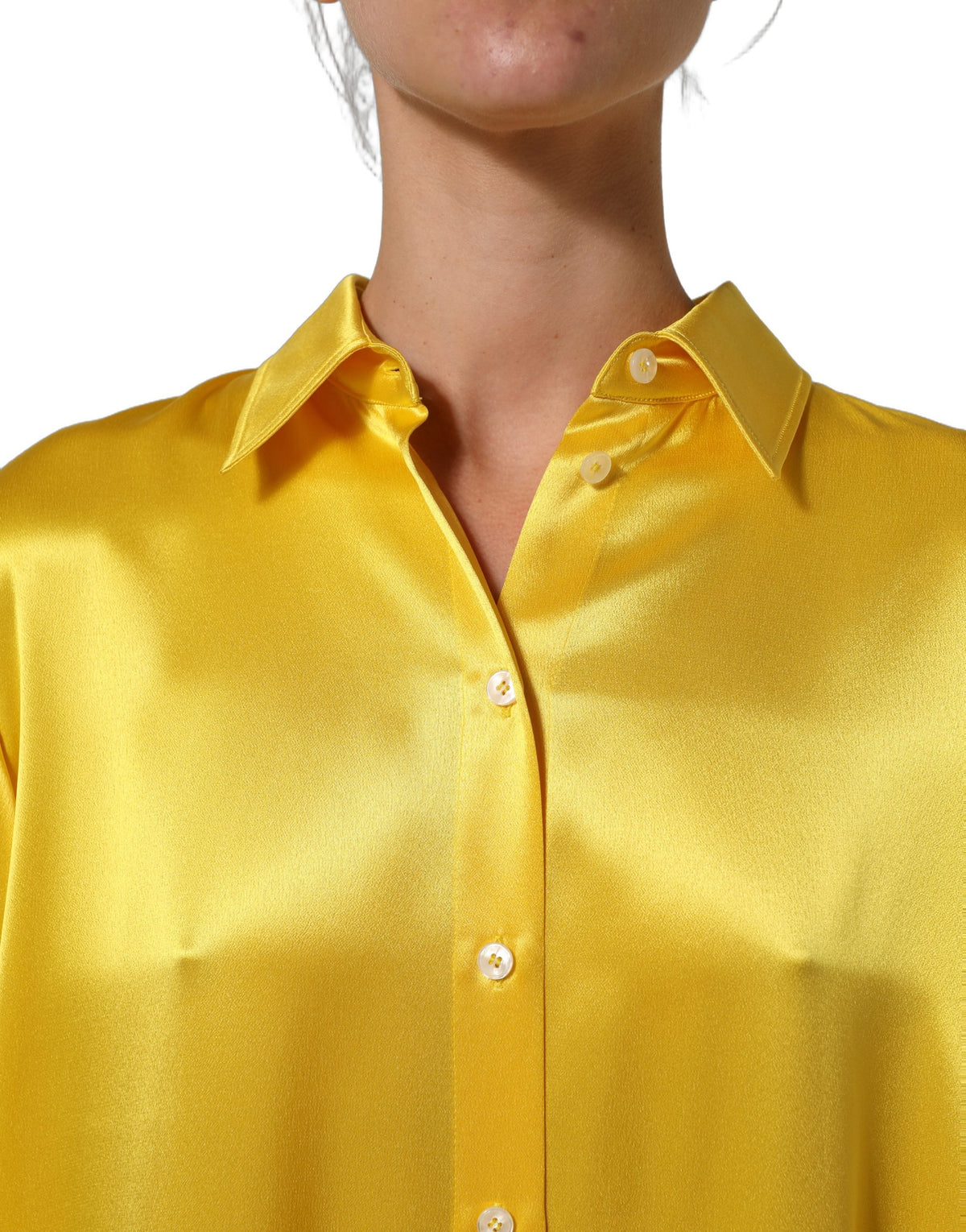 Dolce & Gabbana Yellow Silk Collared Button Down Maxi Women's Dress (Pre-Owned)