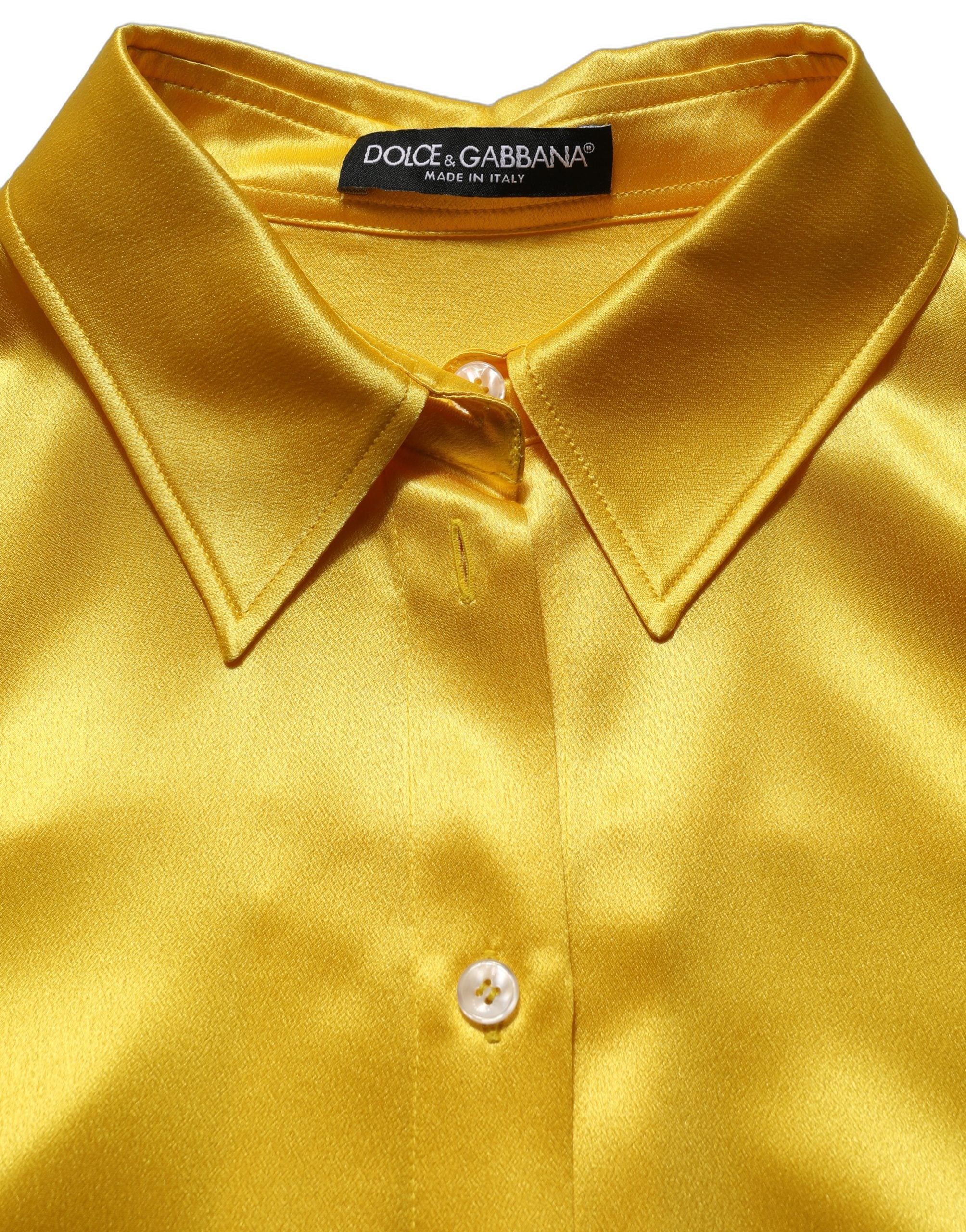 Dolce & Gabbana Yellow Silk Collared Button Down Maxi Women's Dress (Pre-Owned)