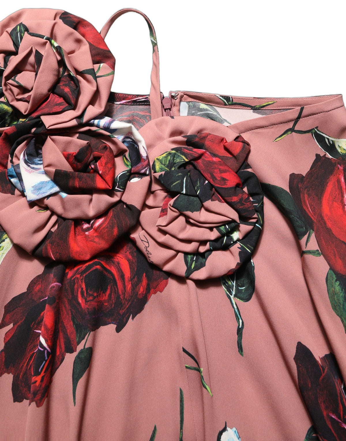 Dolce & Gabbana Dusty Pink Silk Floral Strapless Maxi Women's Dress (Pre-Owned)