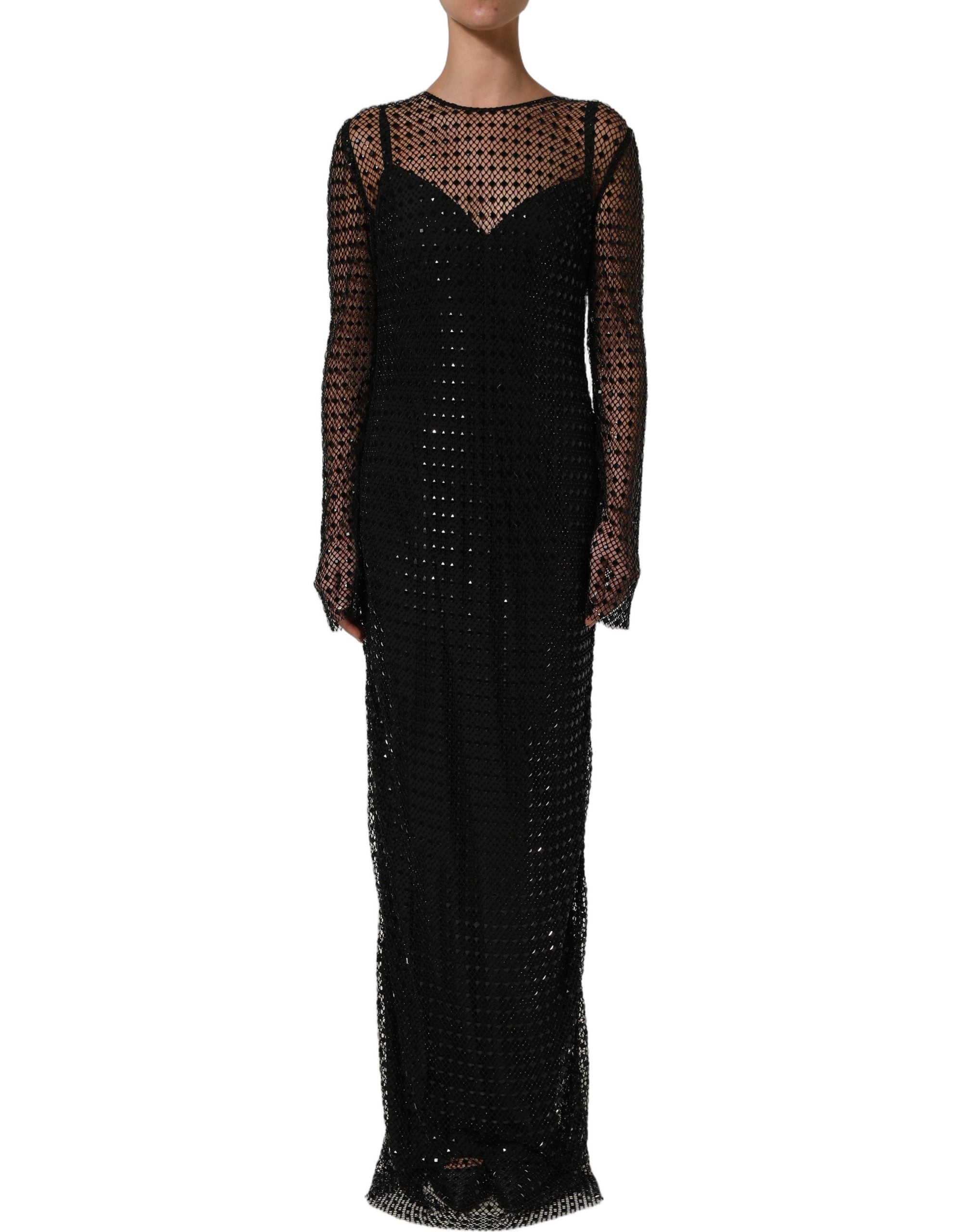 Dolce & Gabbana Black Rhinestones Embellished Gown Women's Dress