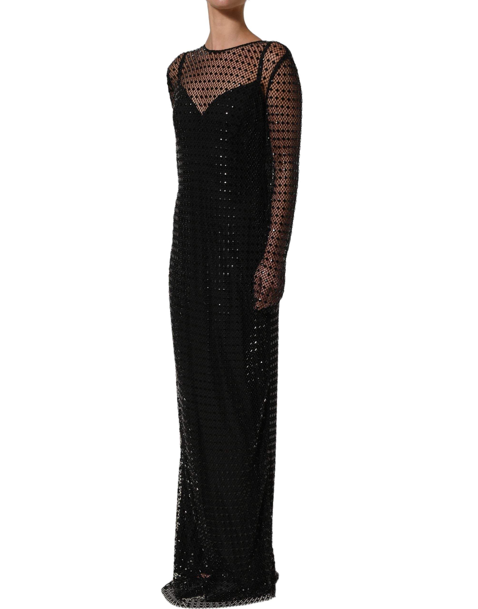 Dolce & Gabbana Black Rhinestones Embellished Gown Women's Dress