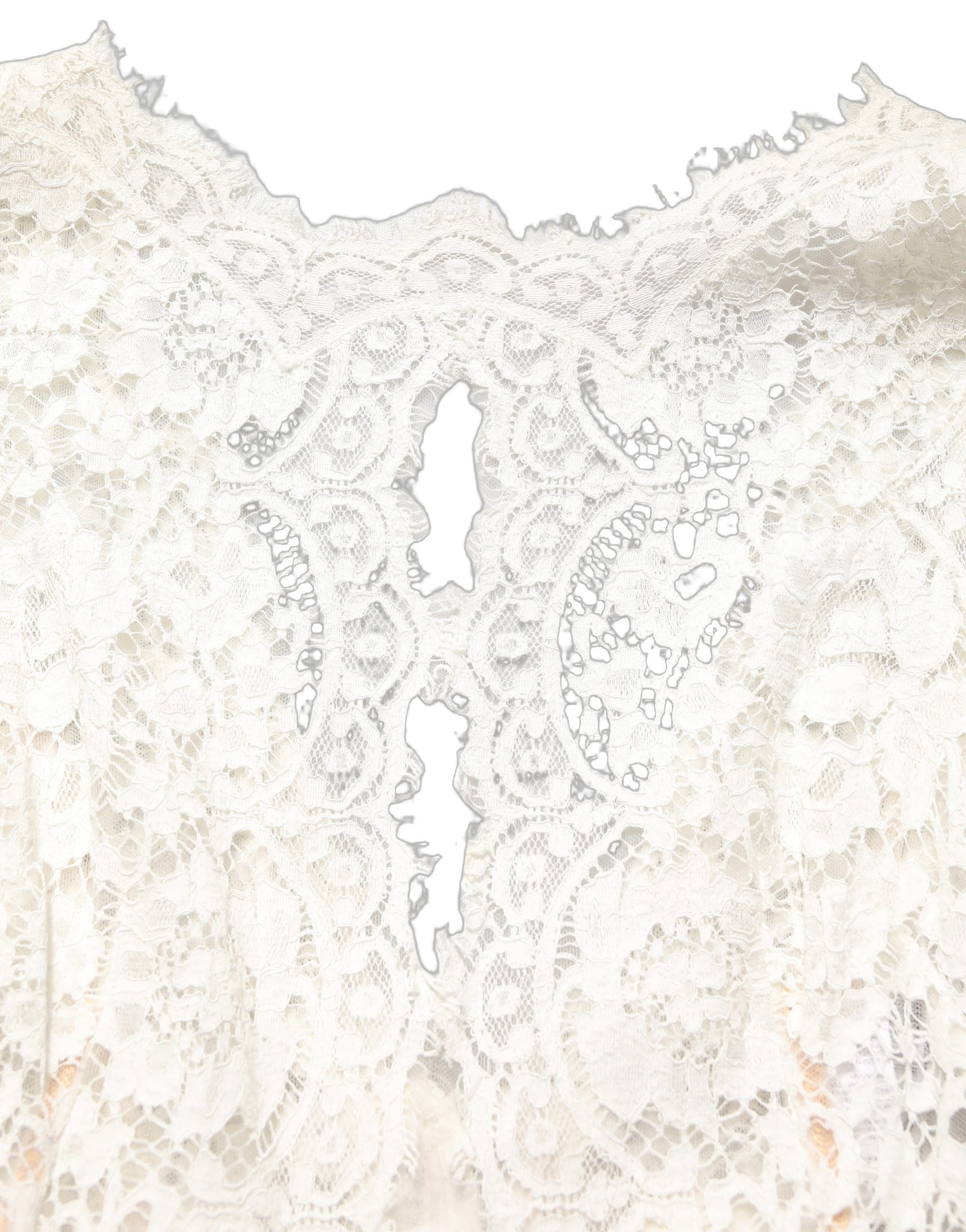 Dolce & Gabbana White Lace Viscose Sheath Long Gown Women's Dress (Pre-Owned)