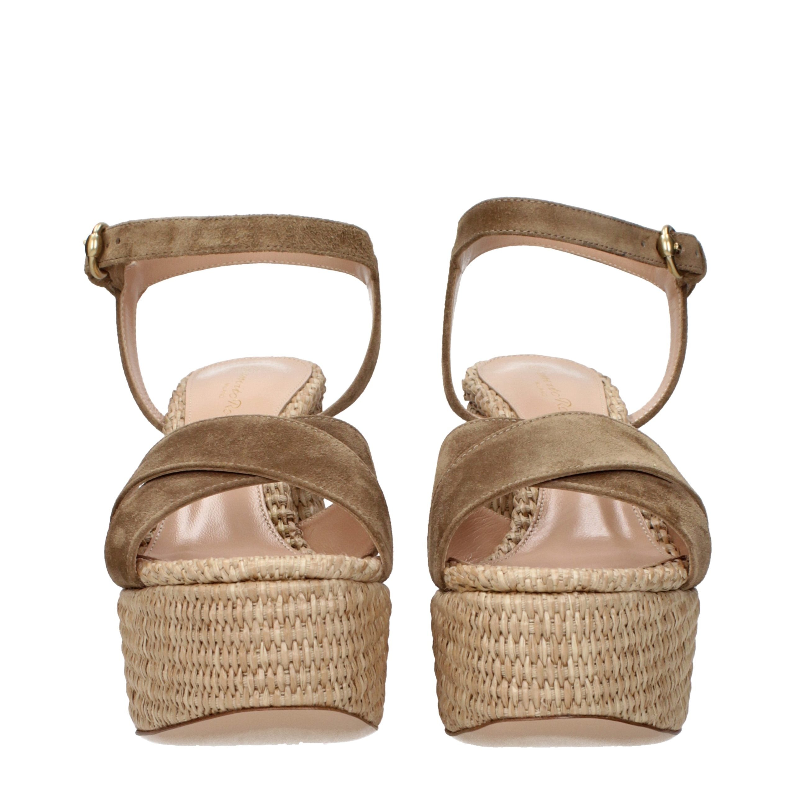 Gianvito Rossi Brown Leather Platform Women's Sandals