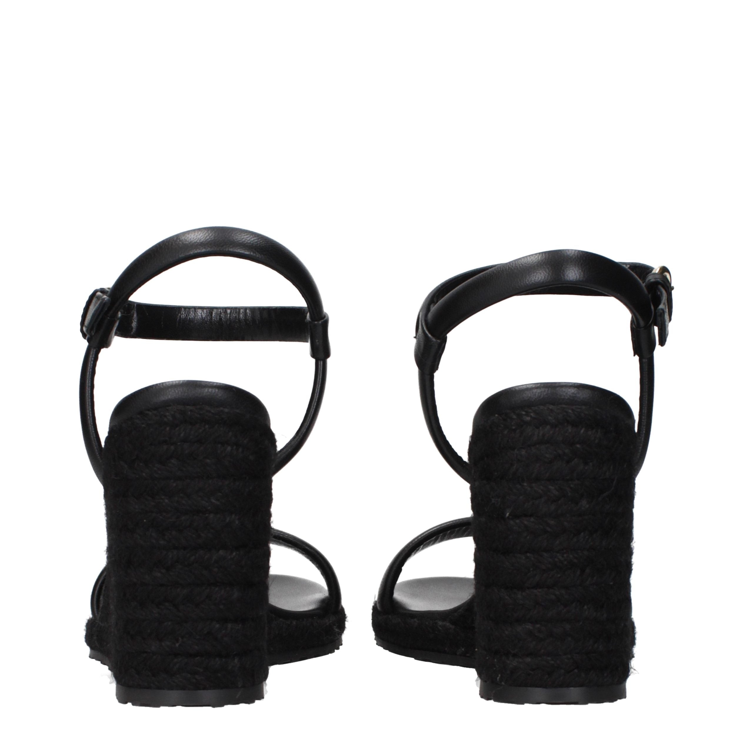 Gianvito Rossi Black Leather Wedge Women's Sandals