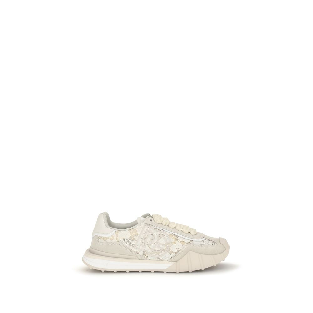 Dolce & Gabbana Beige Calf Leather Bos Taurus Women's Sneakers