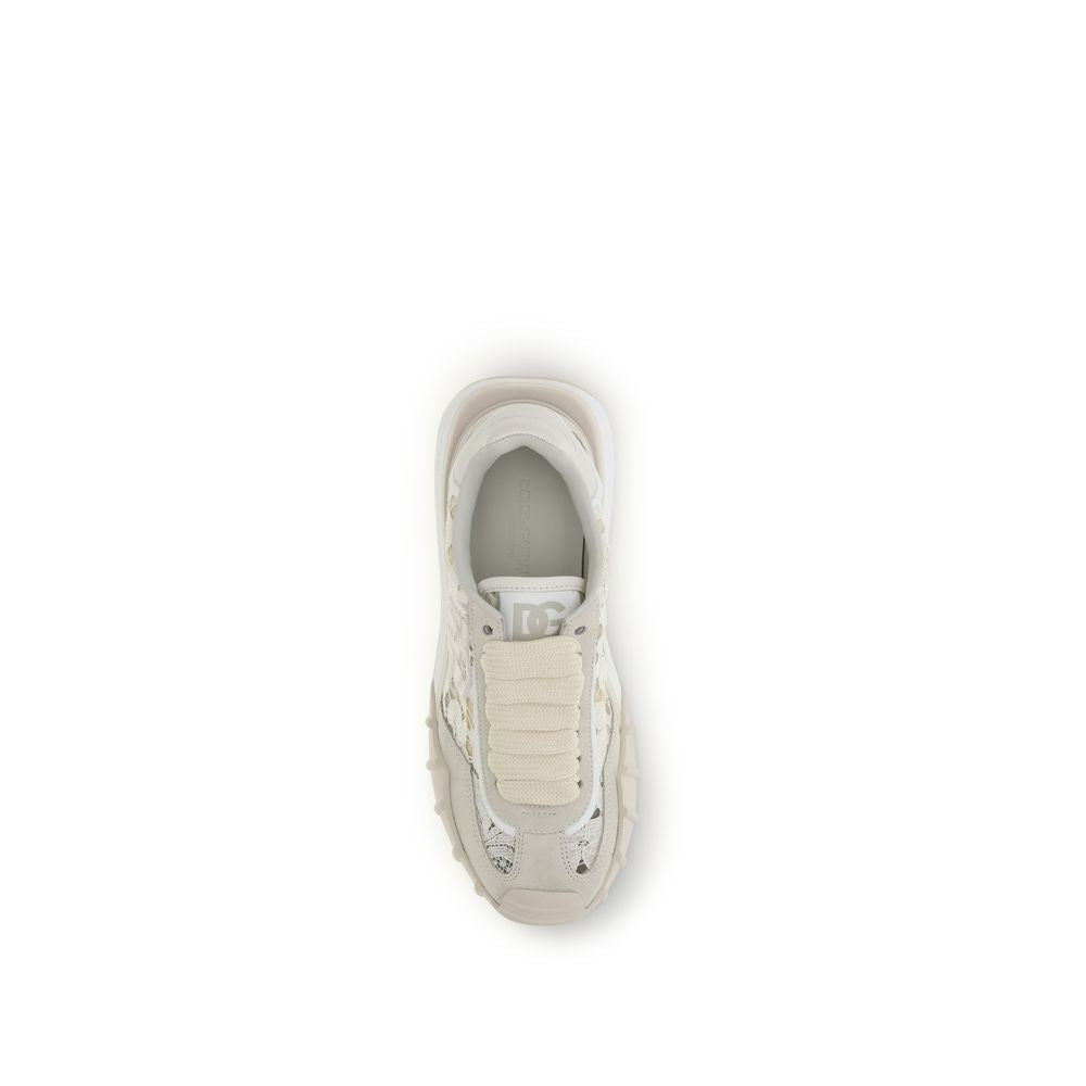 Dolce & Gabbana Beige Calf Leather Bos Taurus Women's Sneakers