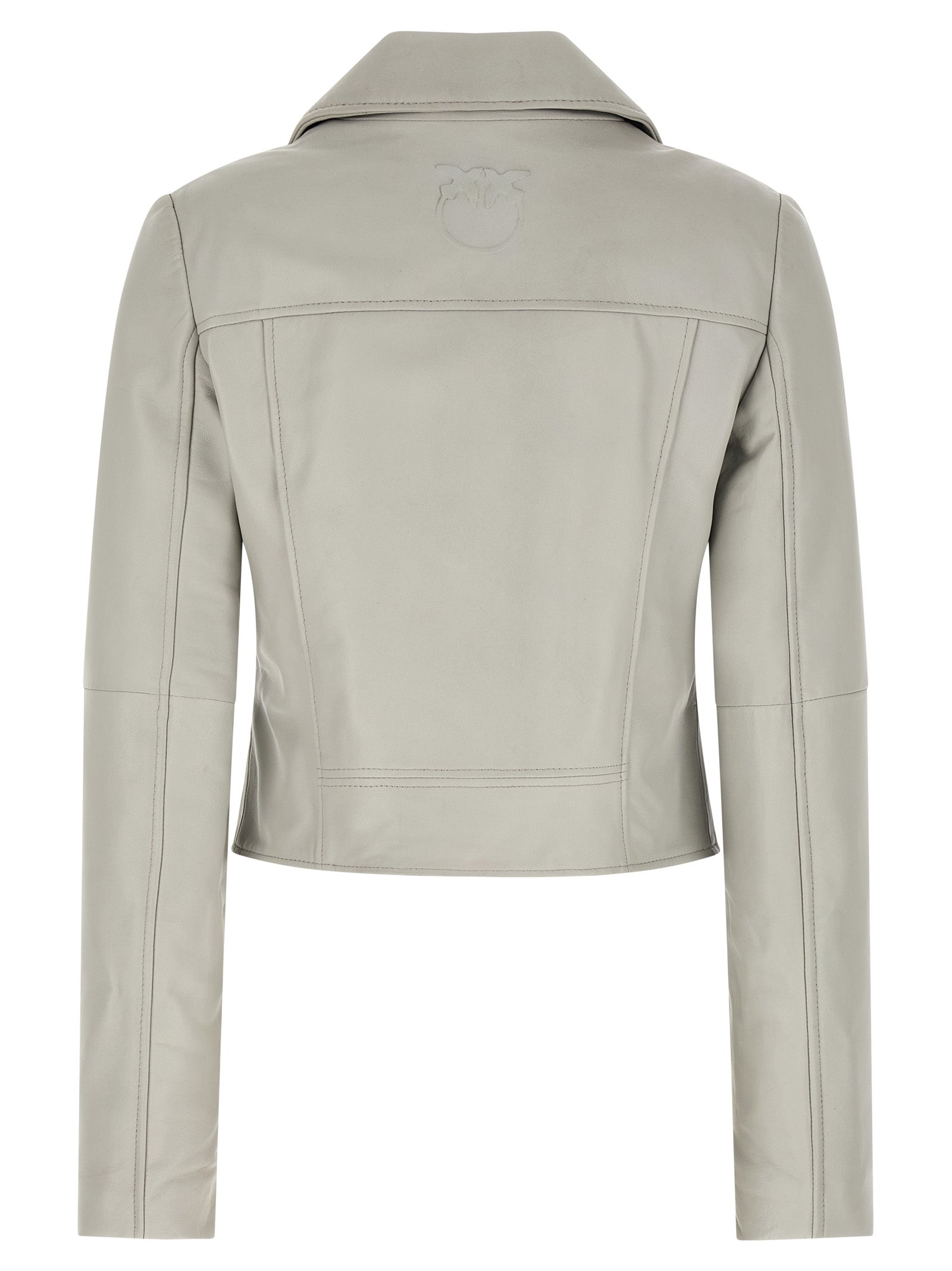 PINKO Gray Lambskin Leather Women's Jacket