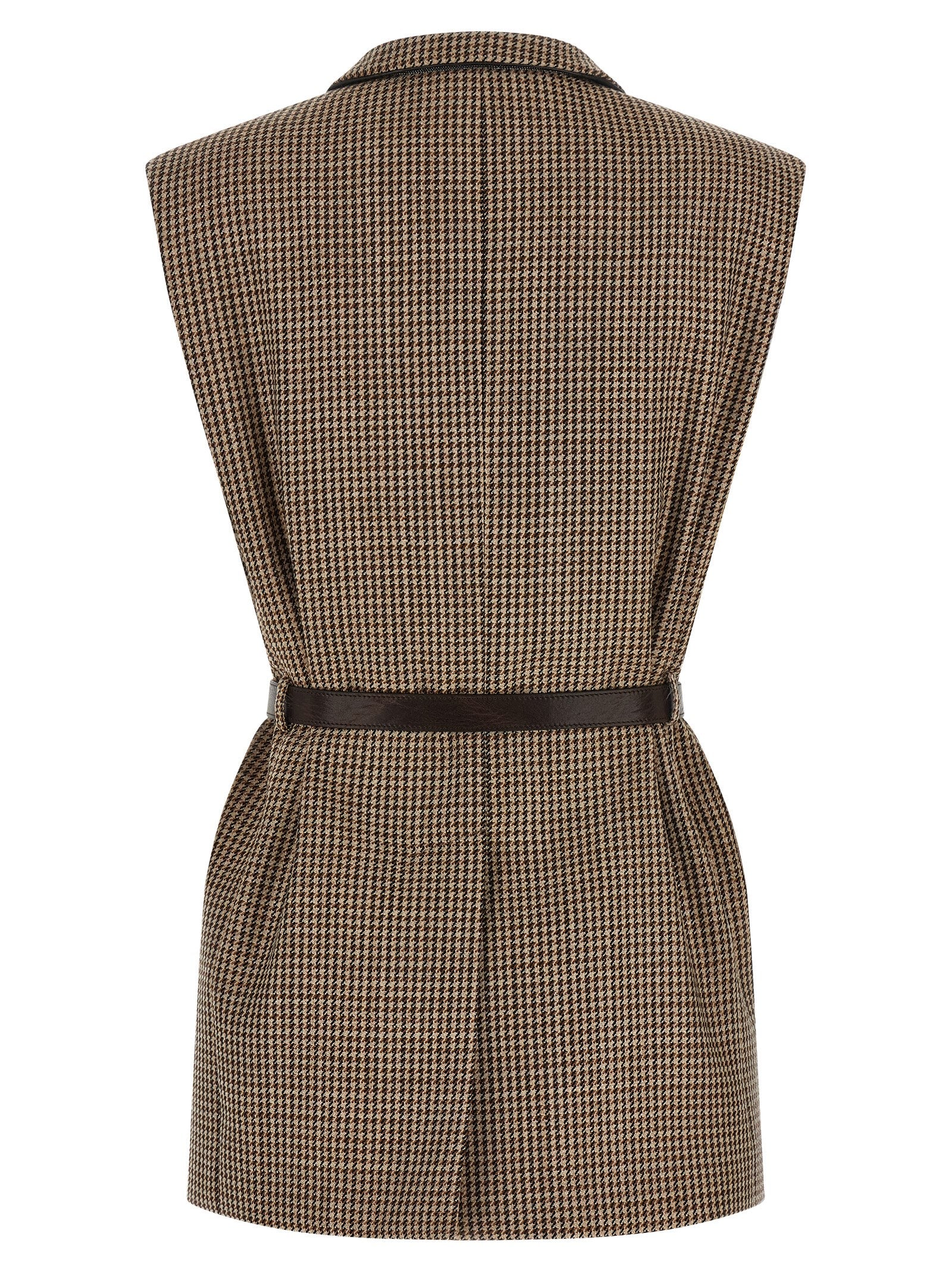 Brunello Cucinelli Beige Virgin Wool Sleeveless Women's Jacket
