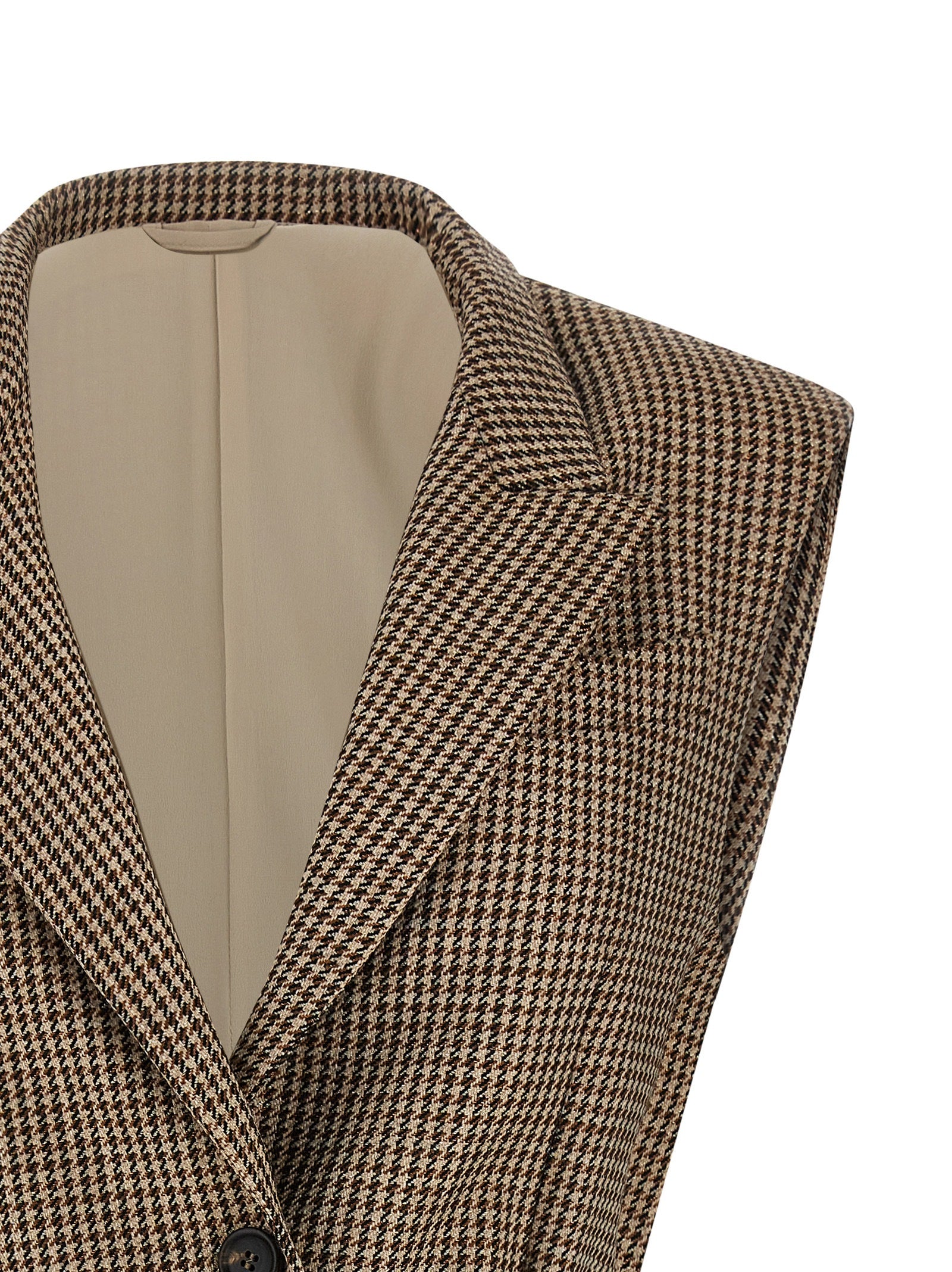 Brunello Cucinelli Beige Virgin Wool Sleeveless Women's Jacket