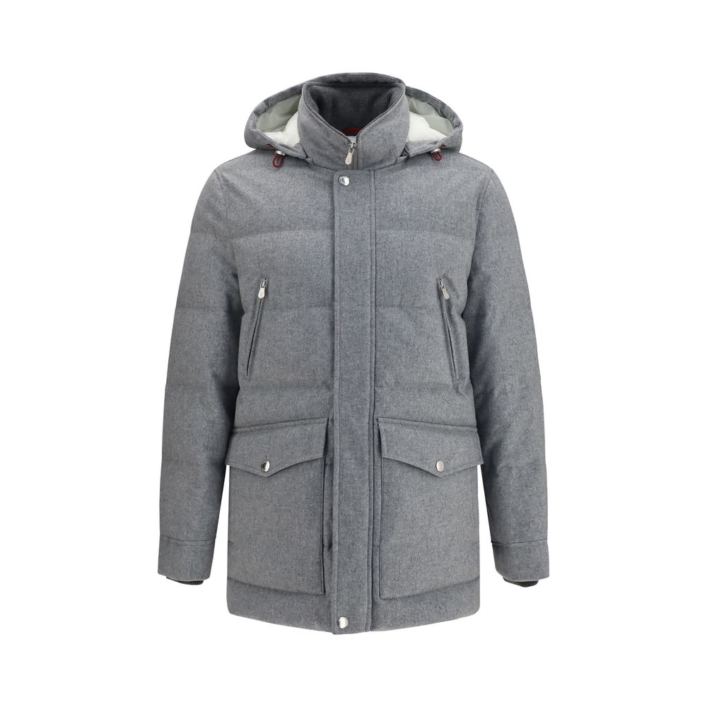 Brunello Cucinelli Gray Cashmere Full-Length Men's Jacket