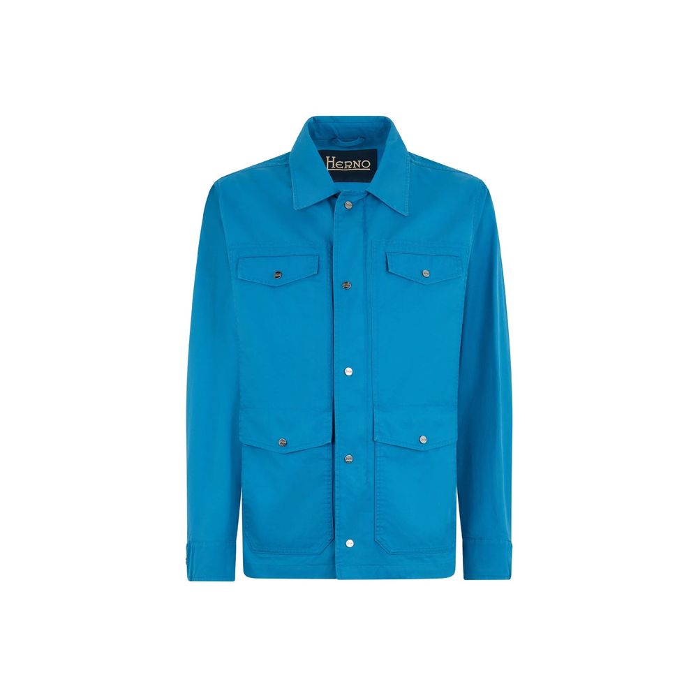 Herno Blue Cotton Shell Men's Jacket