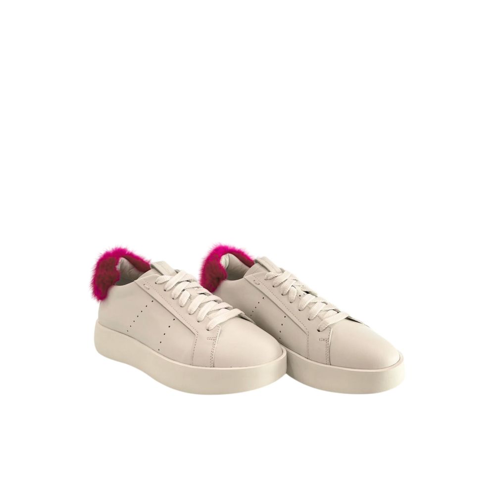 Santoni White Leather Women Women's Sneakers