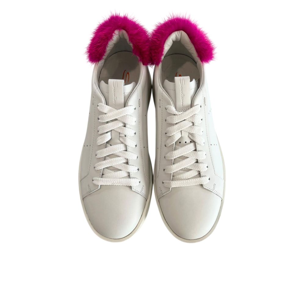 Santoni White Leather Women Women's Sneakers