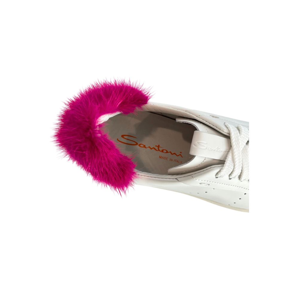 Santoni White Leather Women Women's Sneakers