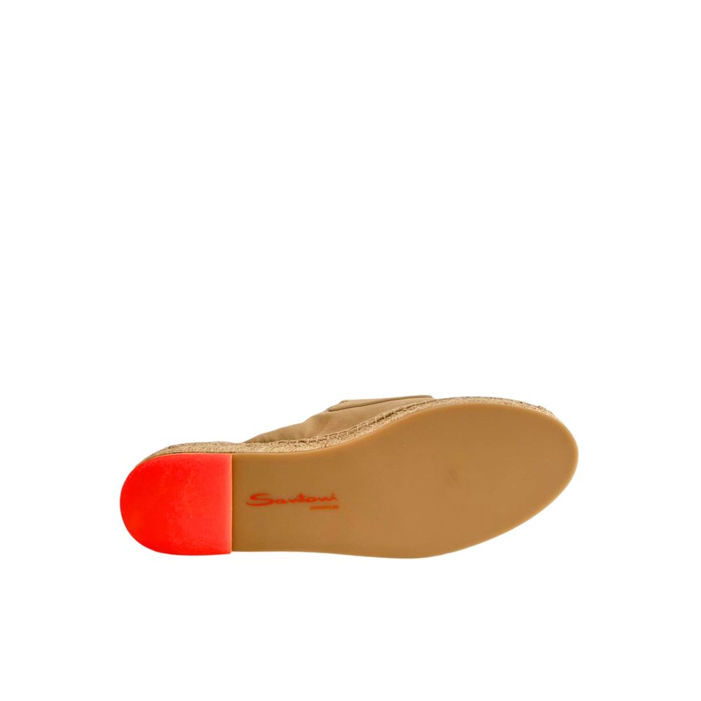 Santoni Beige Leather Women Women's Sandal