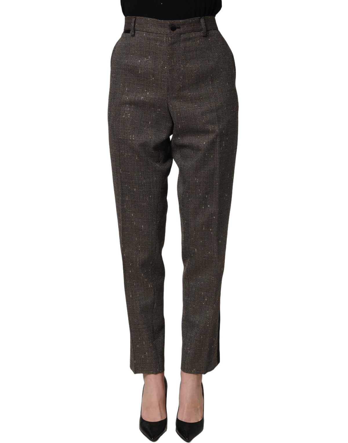 Dolce & Gabbana Dark Brown HighWaist Tapered Trouser Women's Pants (Pre-Owned)