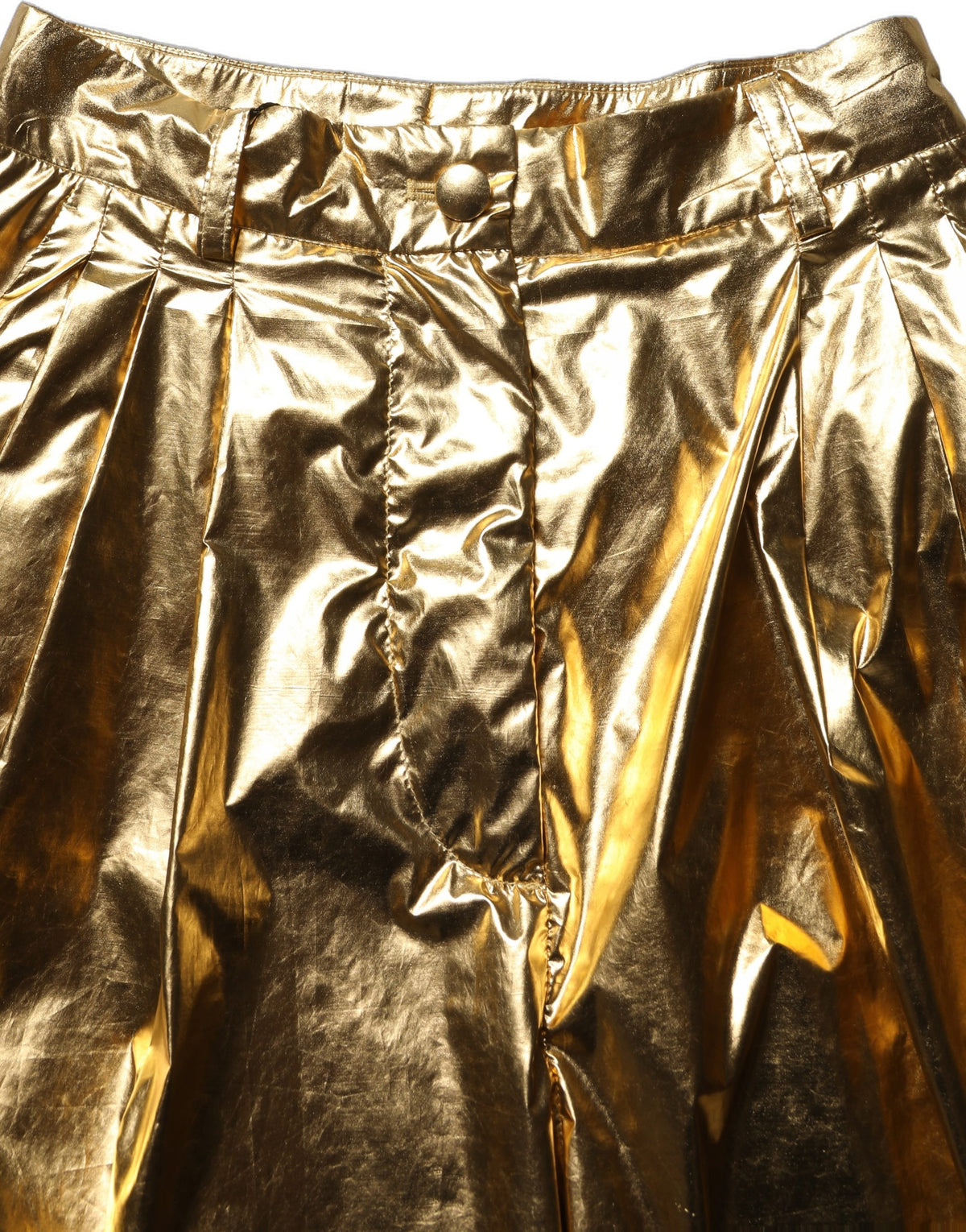 Dolce & Gabbana Metallic Gold High Waist Pleated Tapered Women's Pants (Pre-Owned)