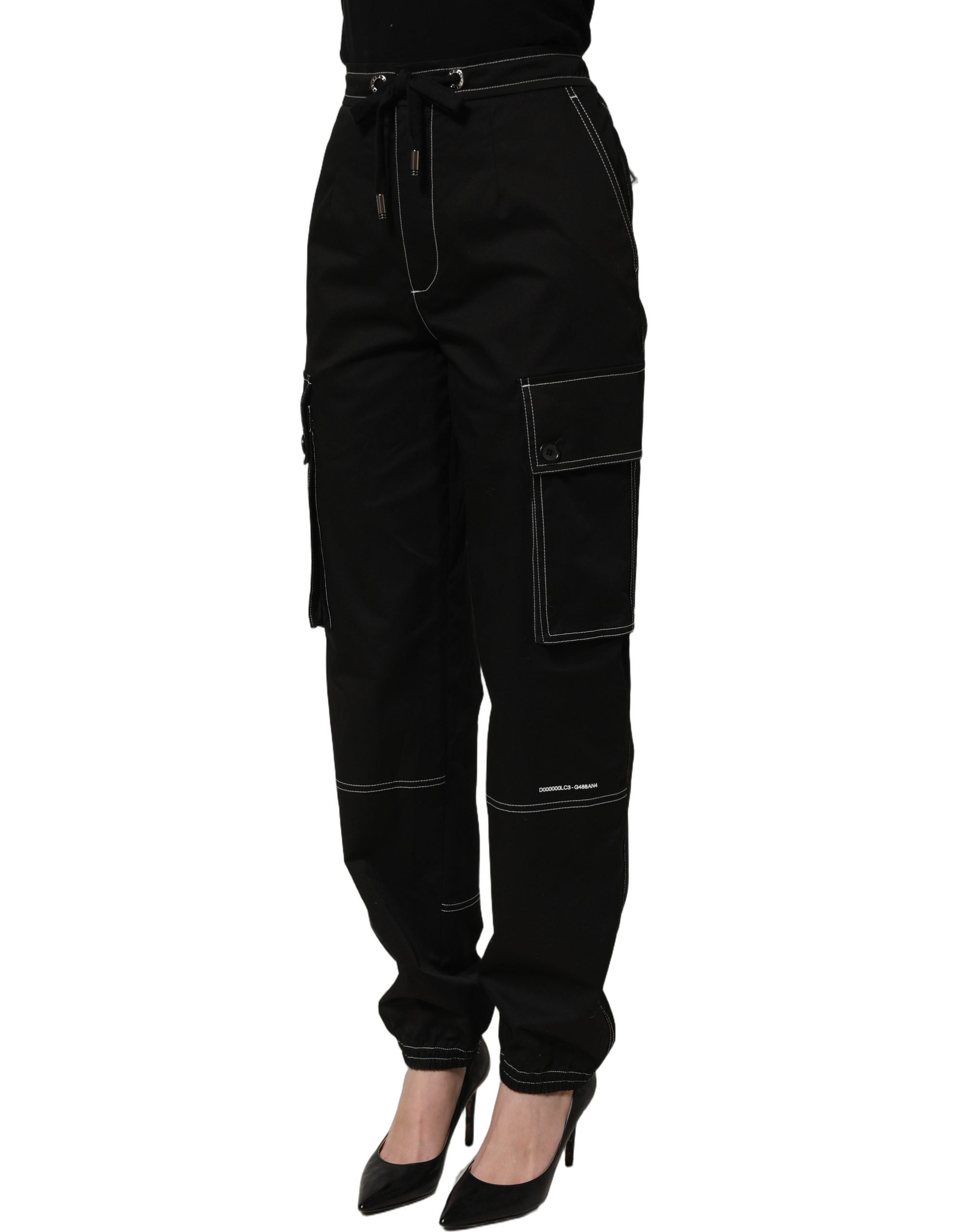 Dolce & Gabbana Black Vibe Cargo High Waist Straight Women's Pants (Pre-Owned)