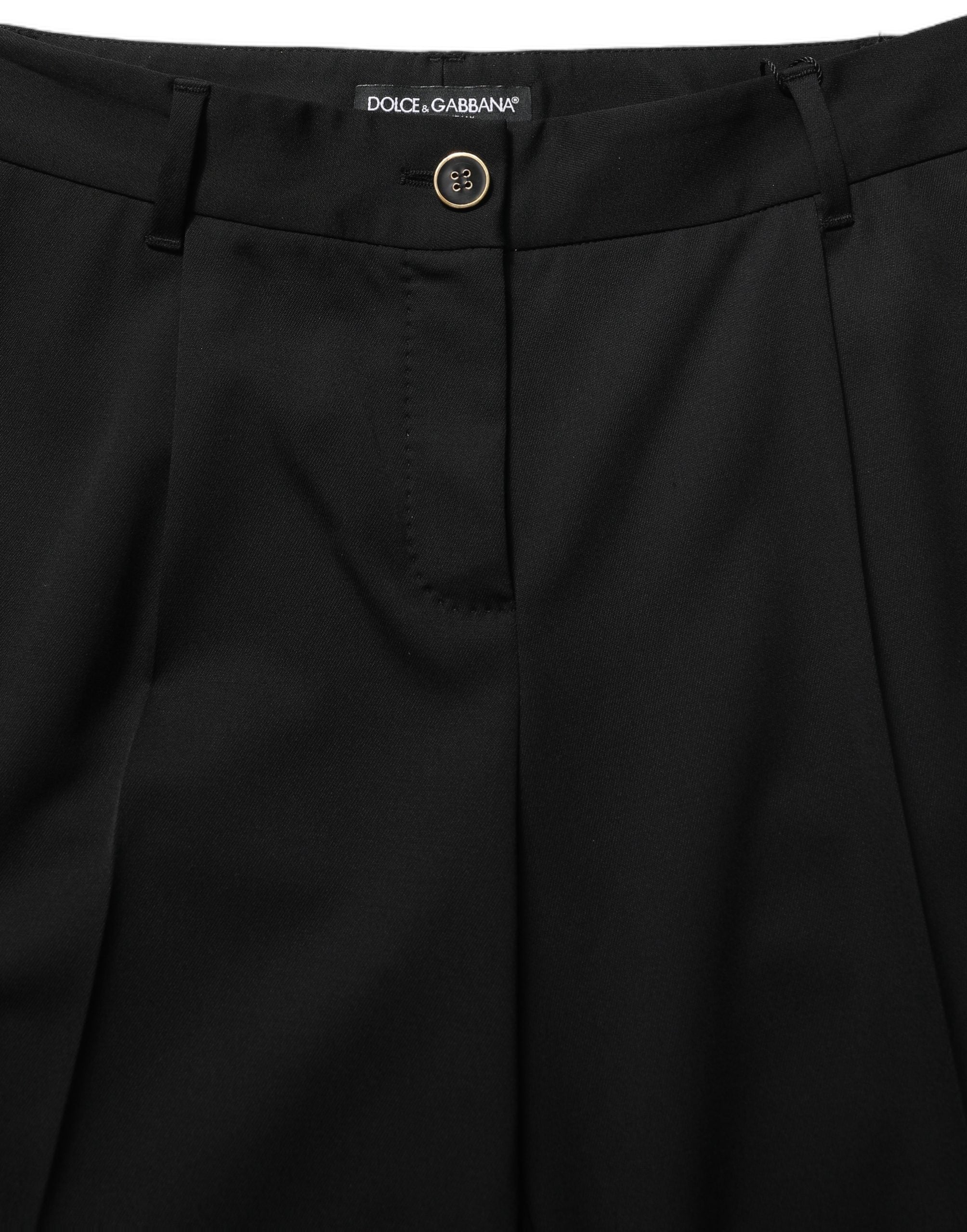 Dolce & Gabbana Black High Waist Straight Dress Trouser Women's Pants