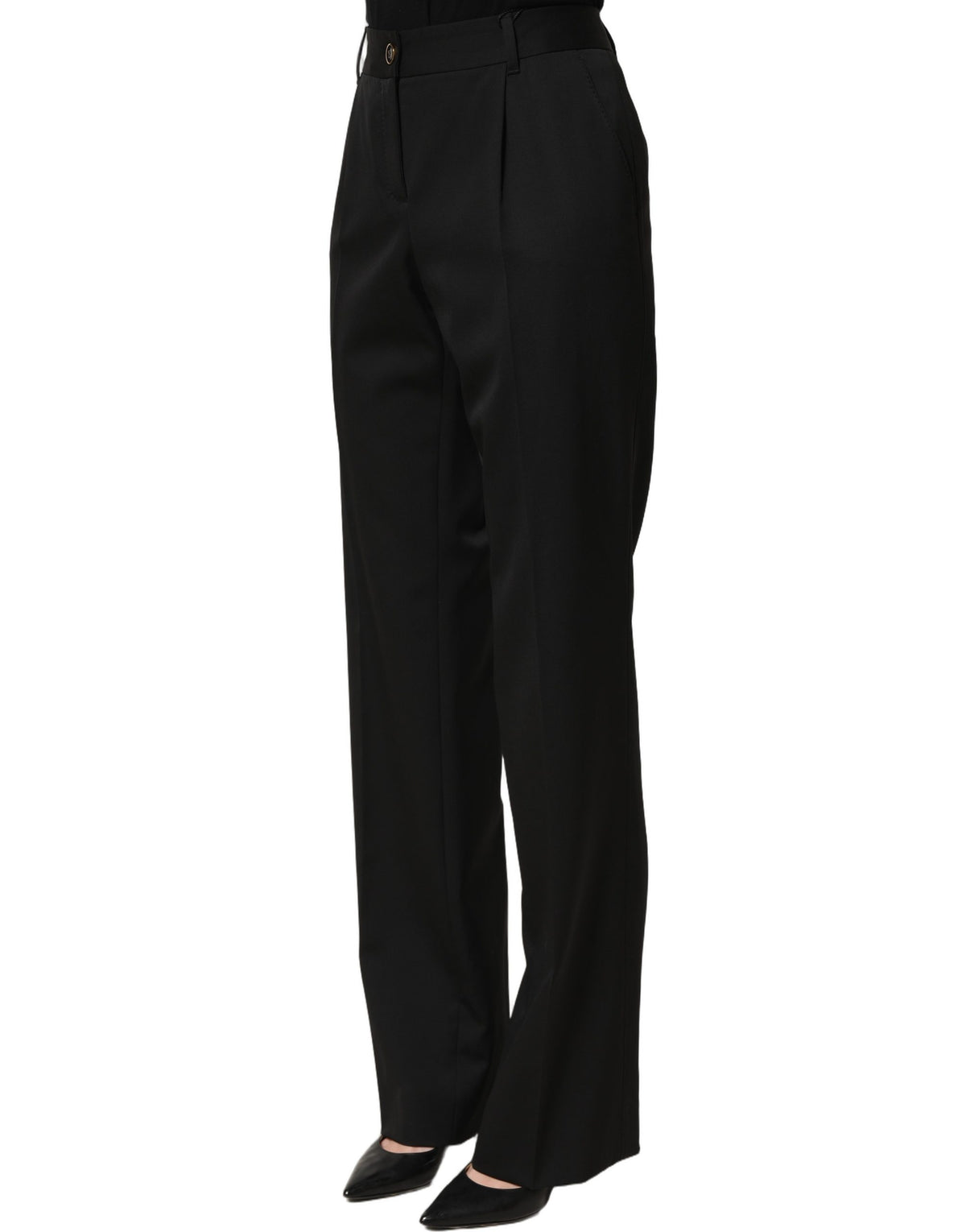 Dolce & Gabbana Black High Waist Straight Dress Trouser Women's Pants