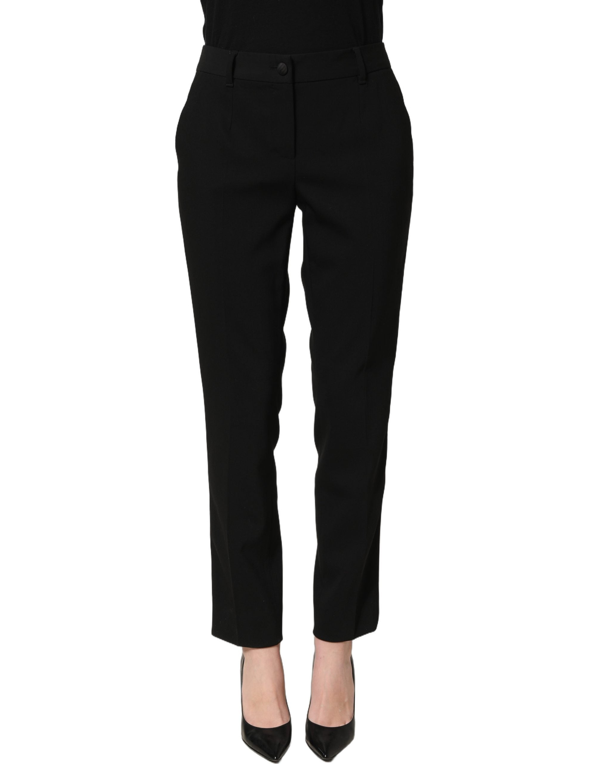 Dolce & Gabbana Black HighWaist Straight Dress Trouser Women's Pants