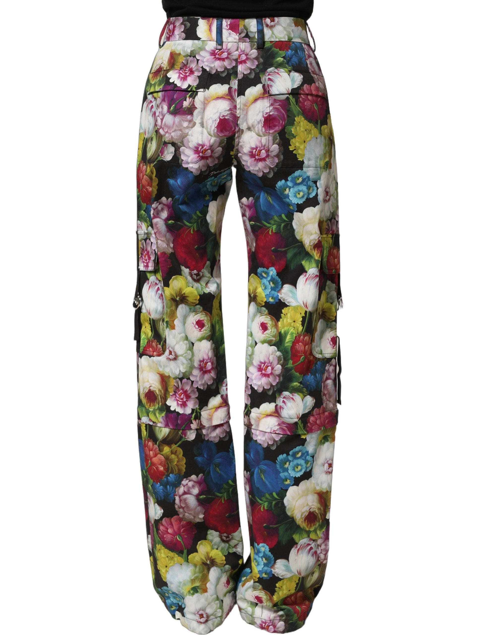 Dolce & Gabbana Multicolor Floral High Waist Wide Leg Women's Pants