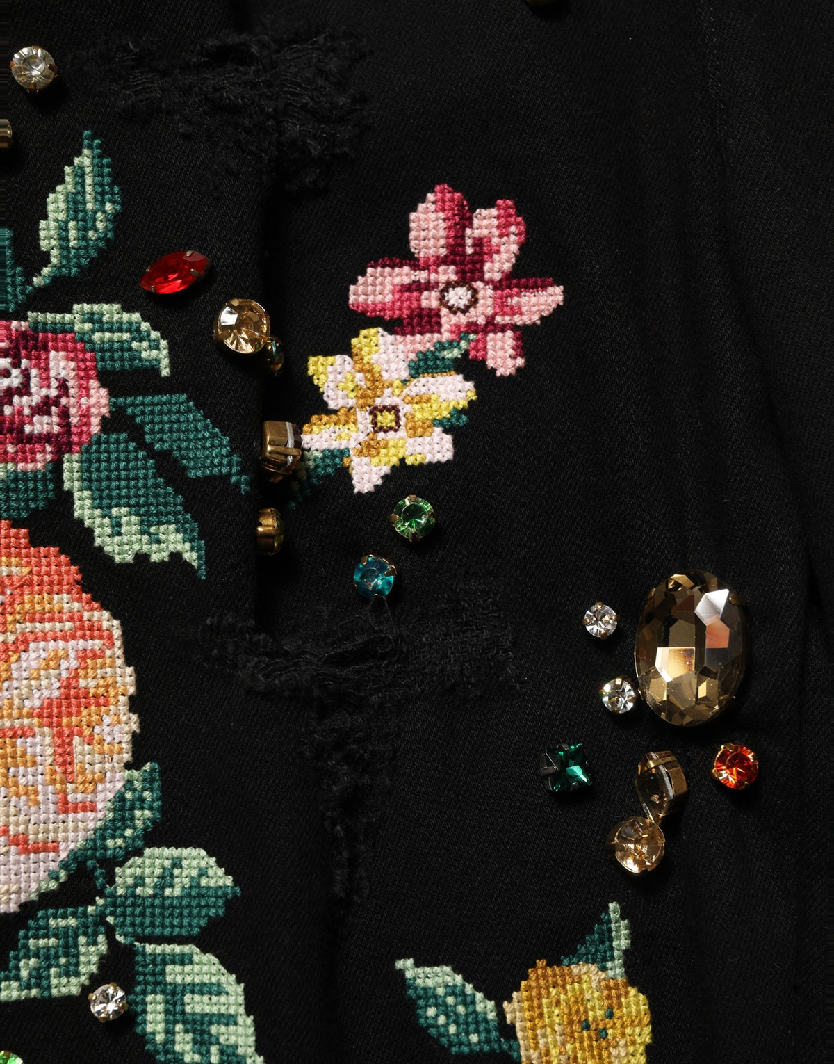Dolce & Gabbana Black Floral Cotton High Waist Tapered Women's Pants