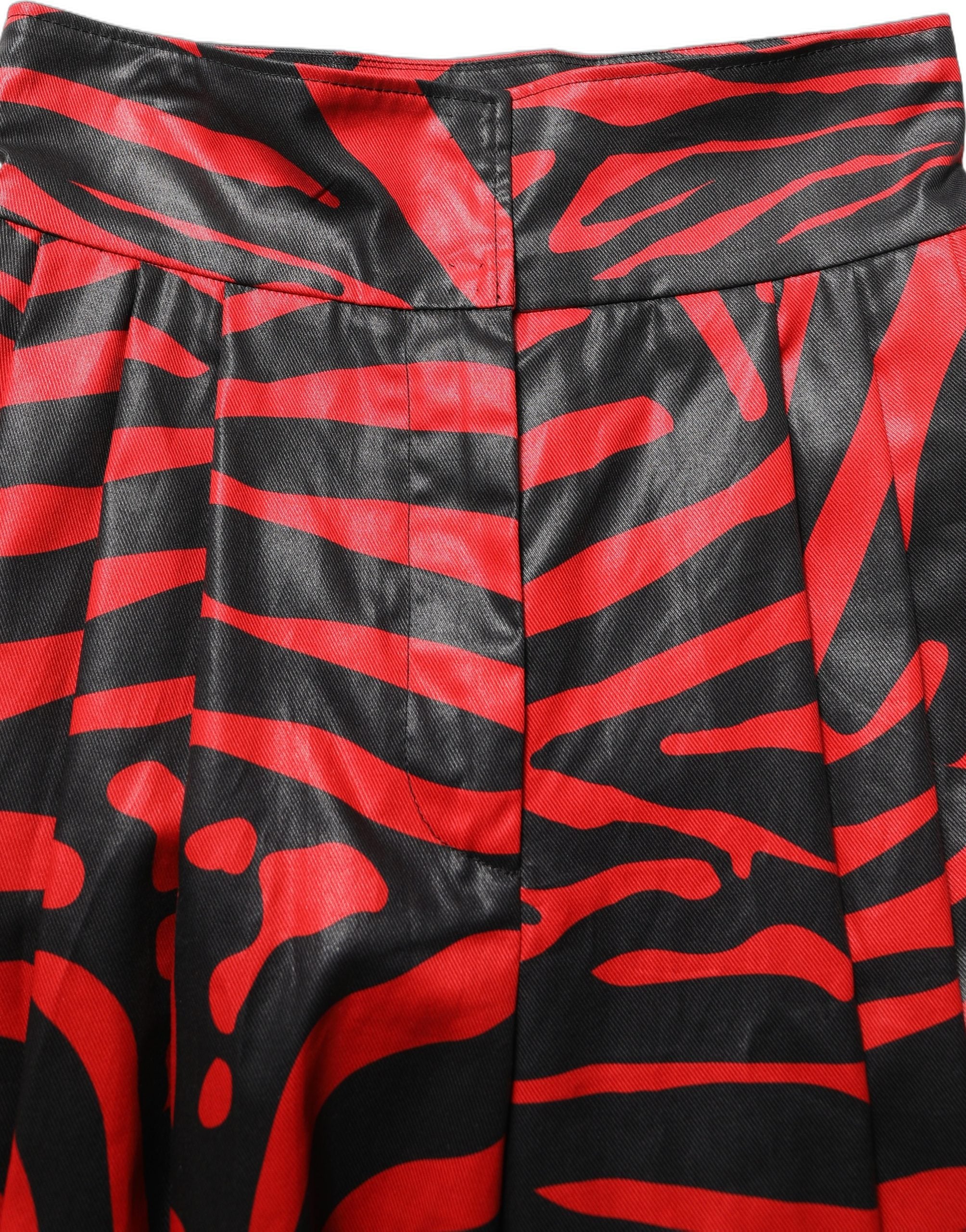 Dolce & Gabbana Red Black Zebra Print Cotton HighWaist Women's Pants