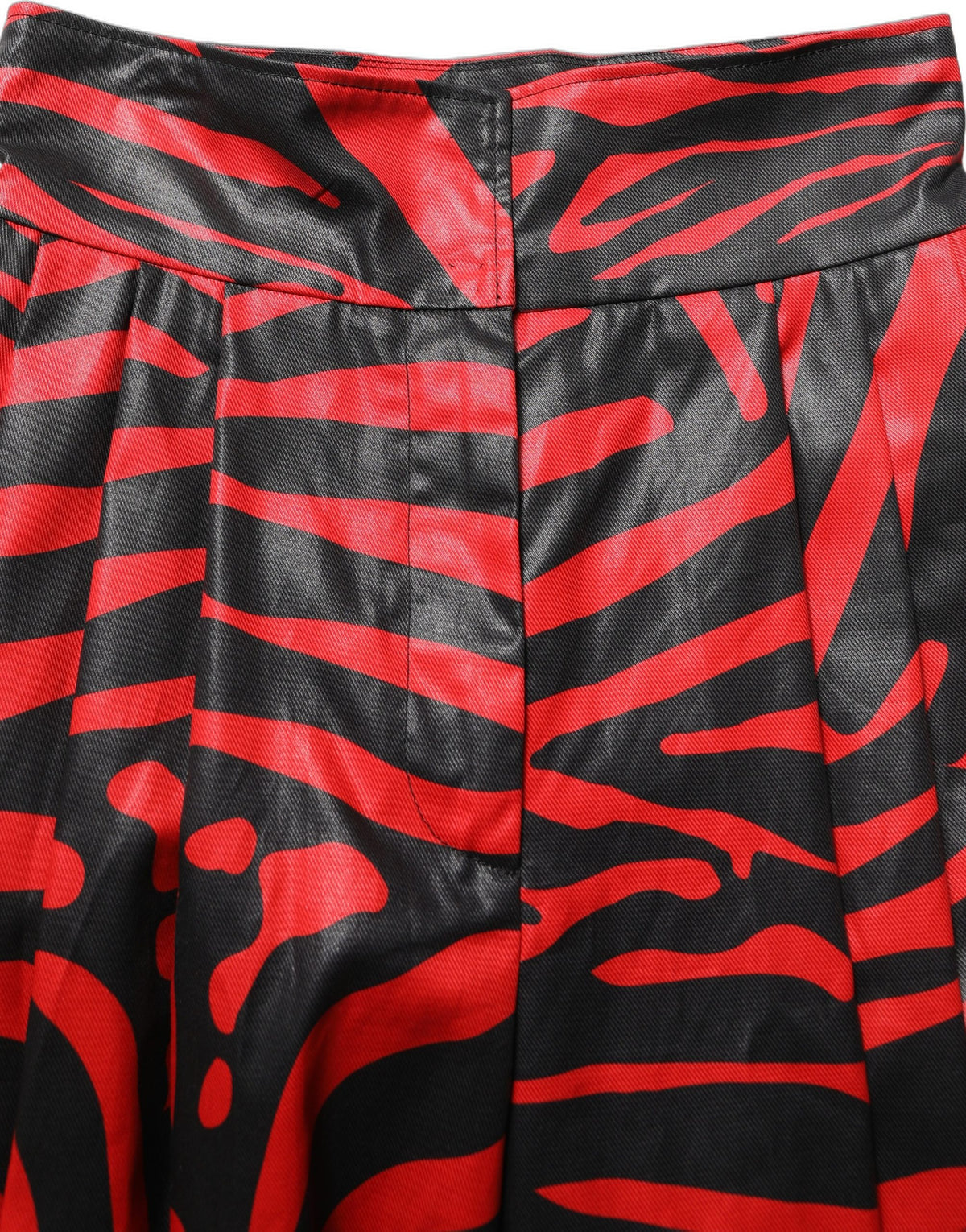 Dolce & Gabbana Red Black Zebra Print Cotton HighWaist Women's Pants