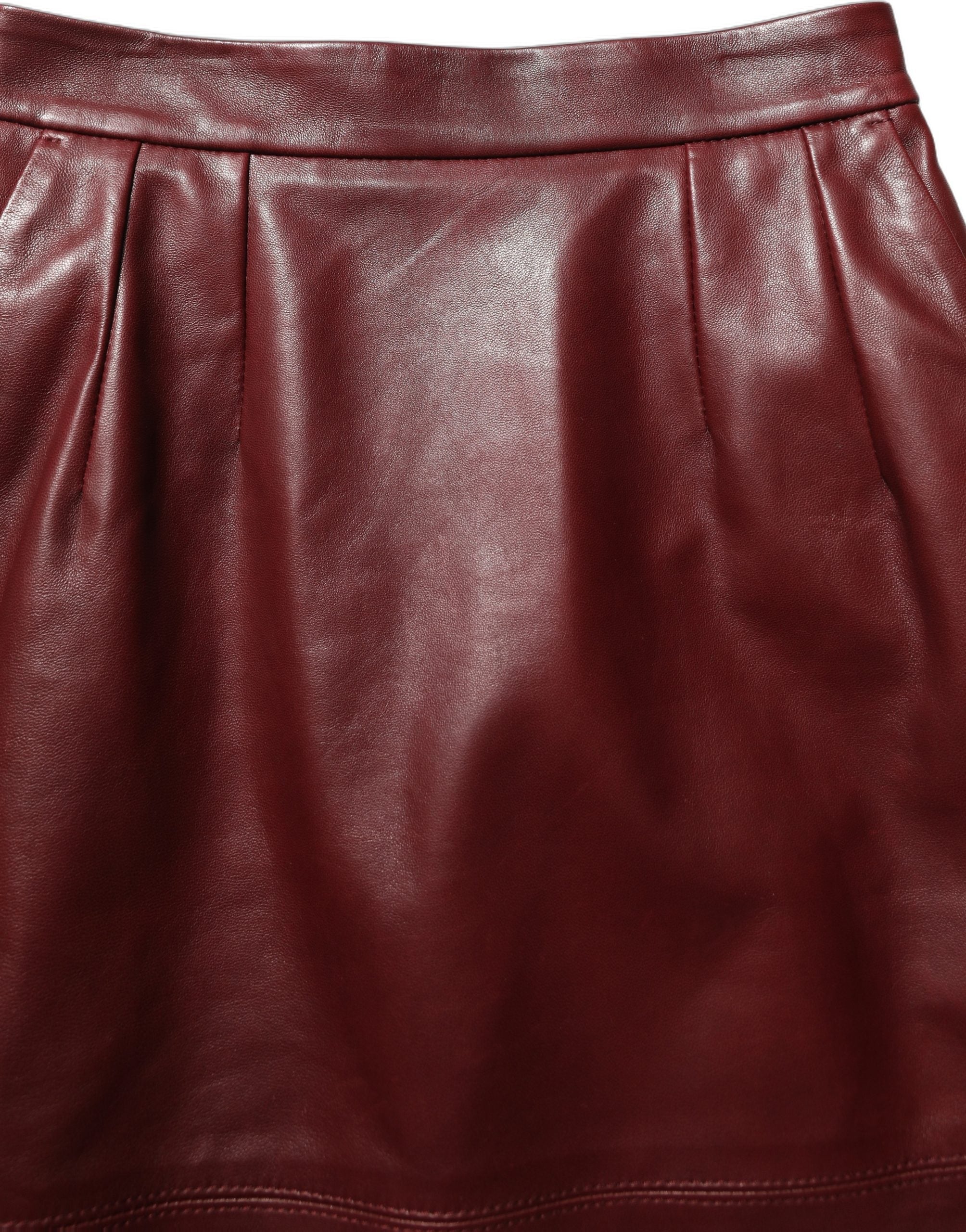 Dolce & Gabbana Burgundy Leather High Waist Pencil Midi Women's Skirt