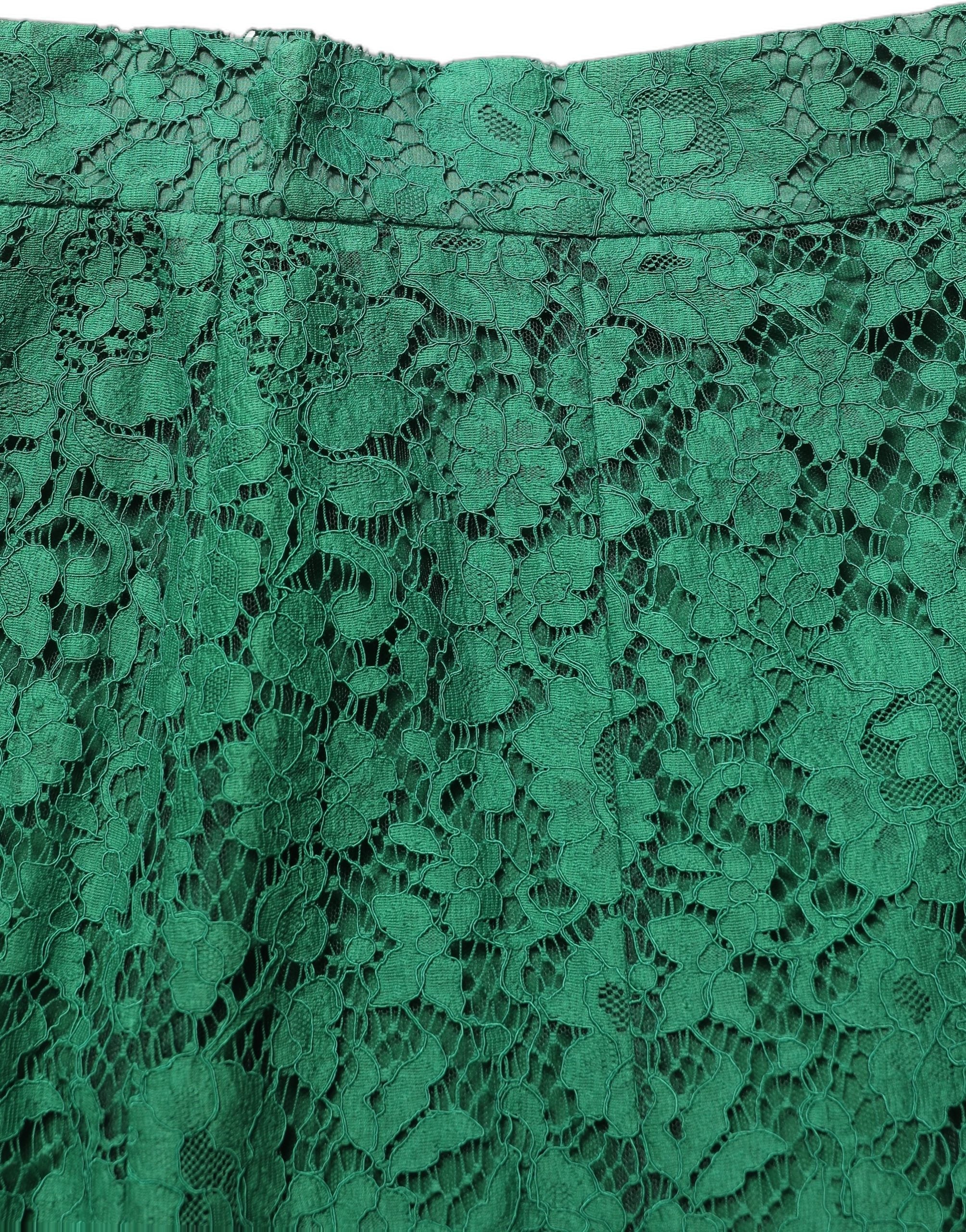 Dolce & Gabbana Green Lace High Waist Mermaid Midi Women's Skirt