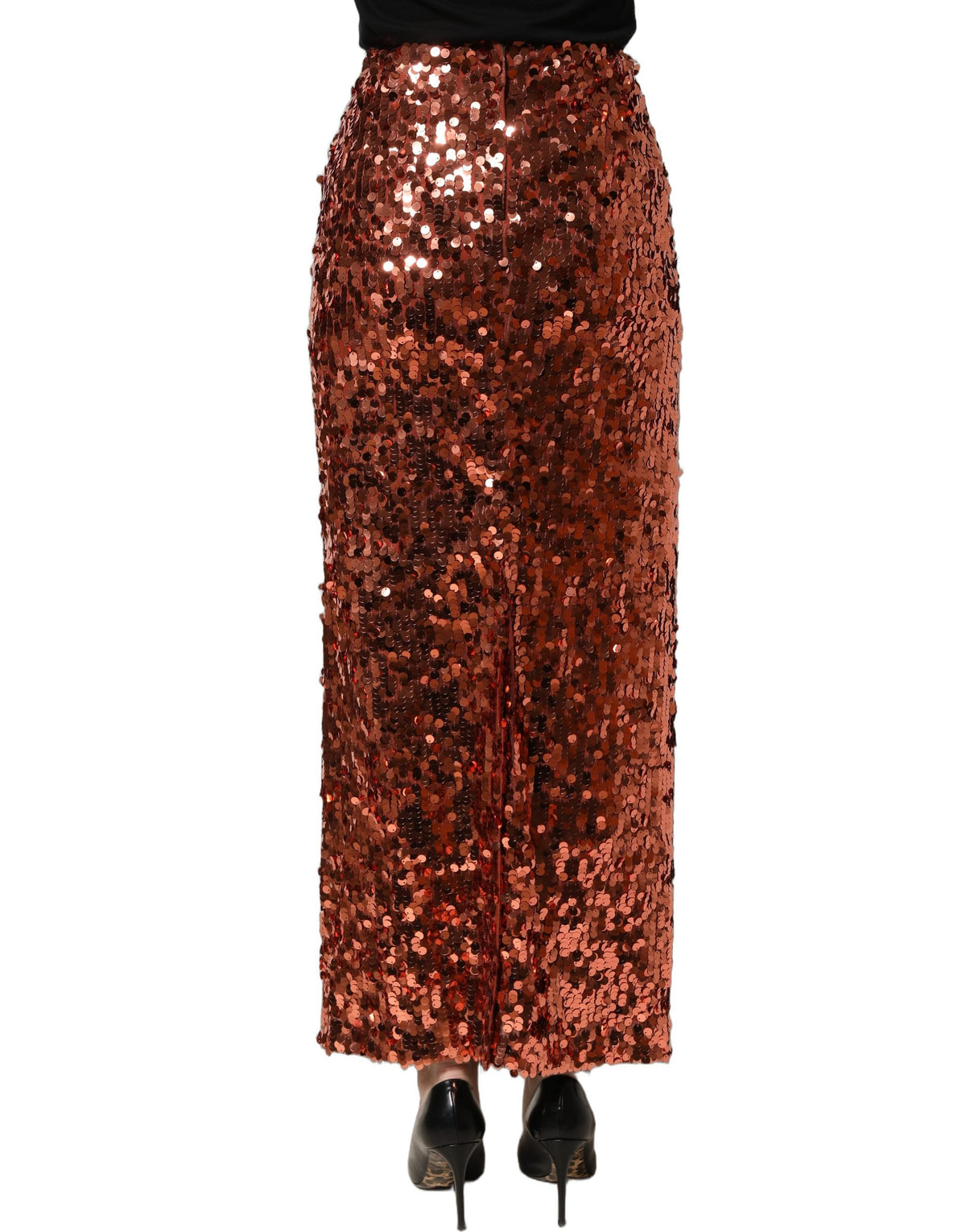 Dolce & Gabbana Bronze Sequin HighWaist PencilCut Midi Women's Skirt