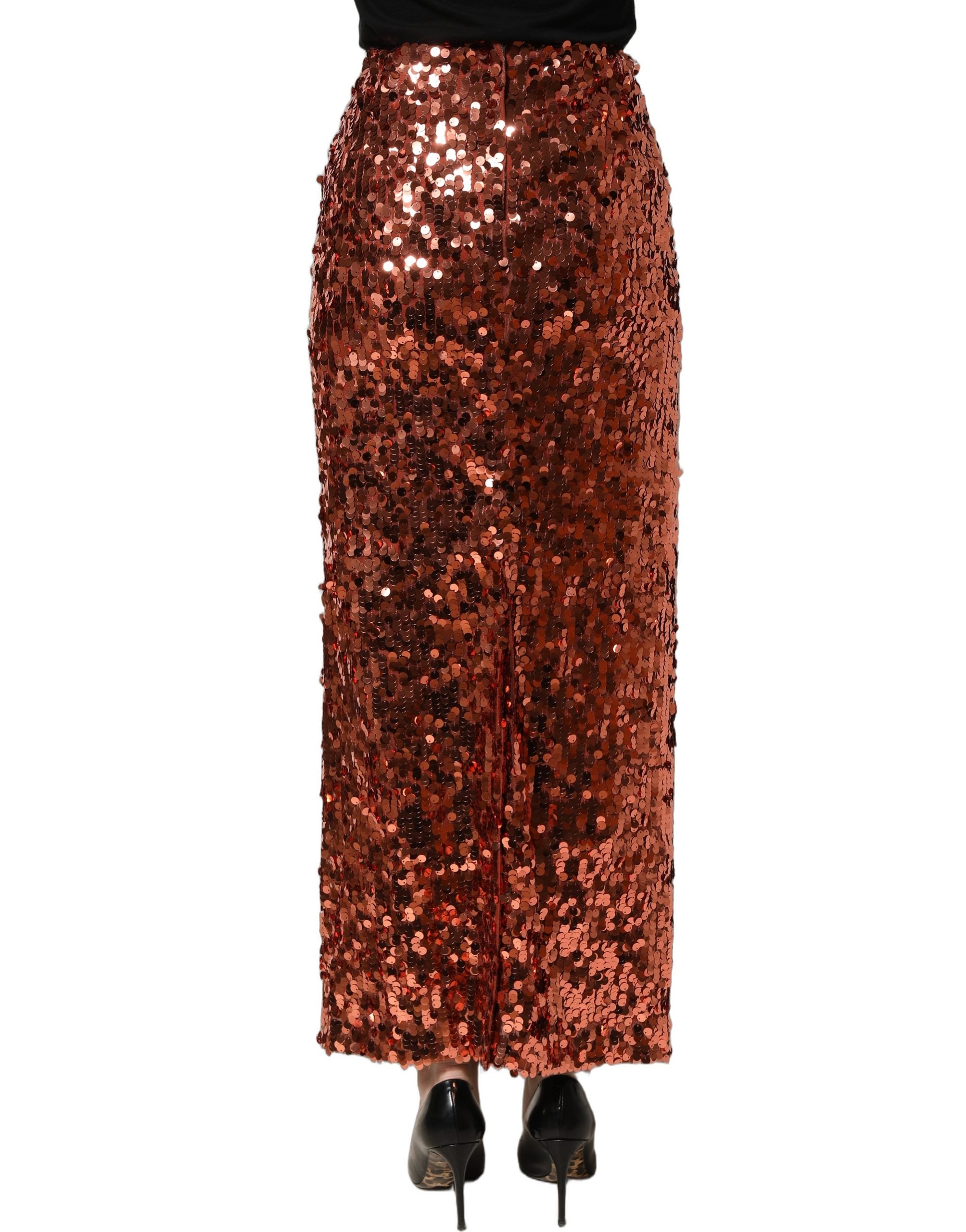 Dolce & Gabbana Bronze Sequin HighWaist PencilCut Midi Women's Skirt