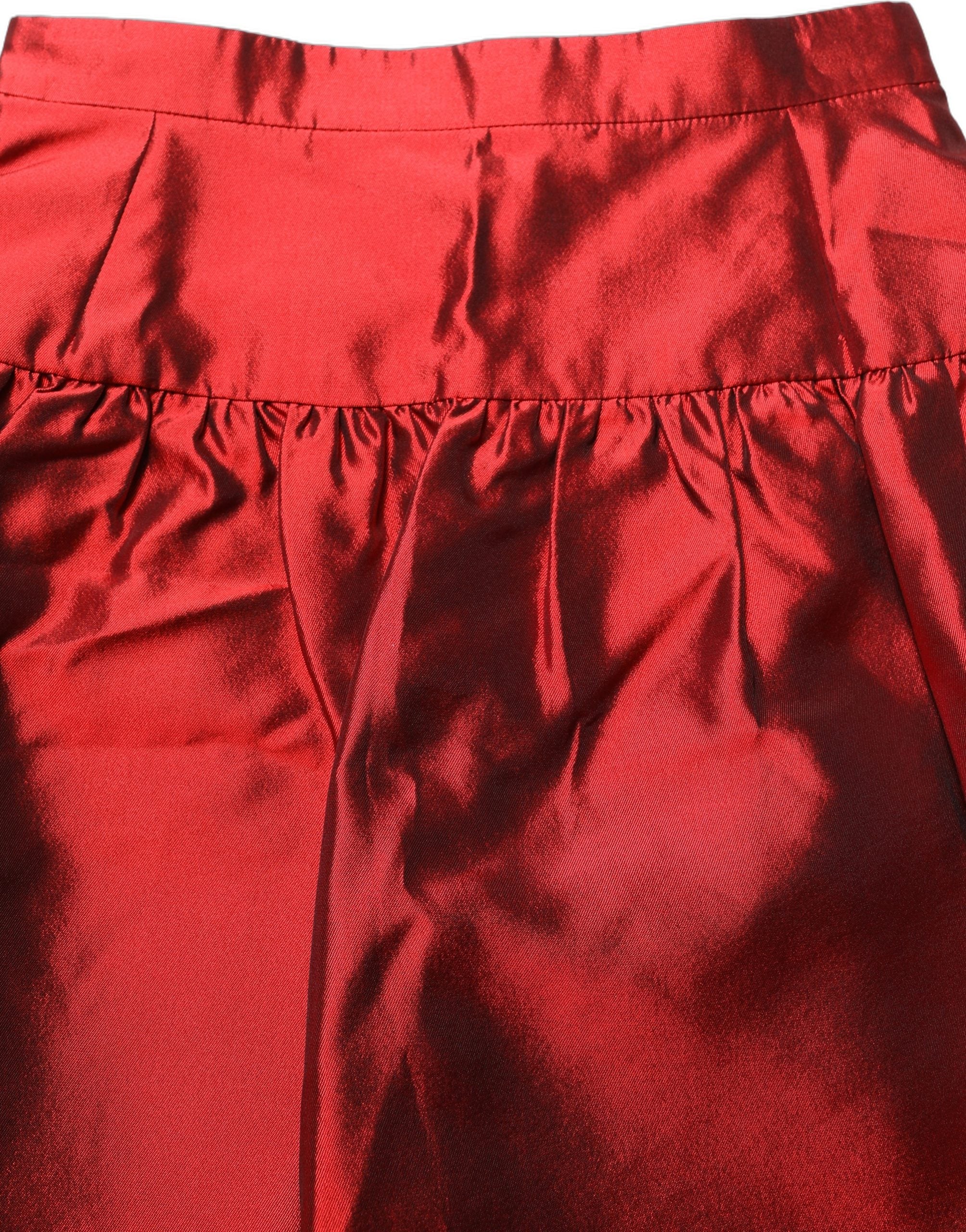 Dolce & Gabbana Red Silk Satin Bubble High Waist Mini Women's Skirt