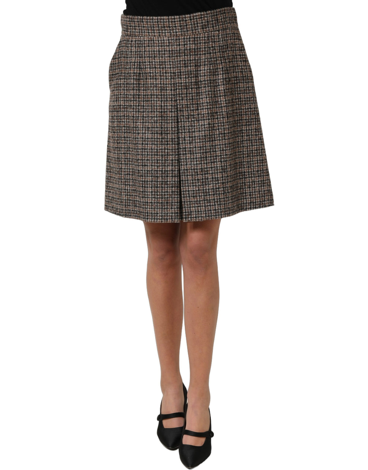 Dolce & Gabbana Brown Tweed High Waist A-line Mini Women's Skirt