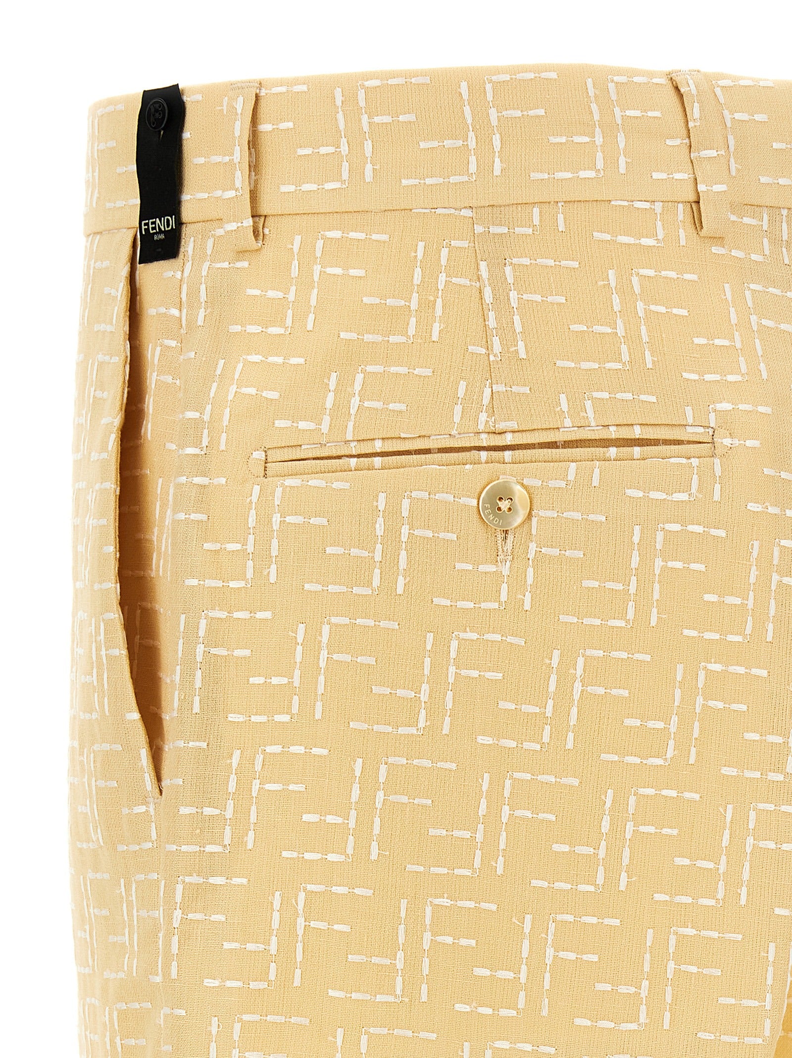 Fendi Bicolor Linen Bermuda Men's Shorts