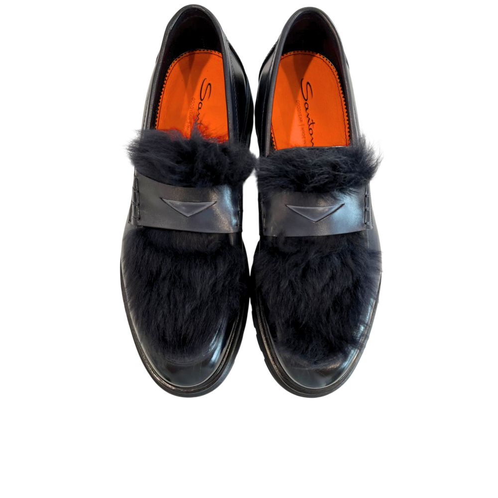 Santoni Blue Leather Men Men's Loafer
