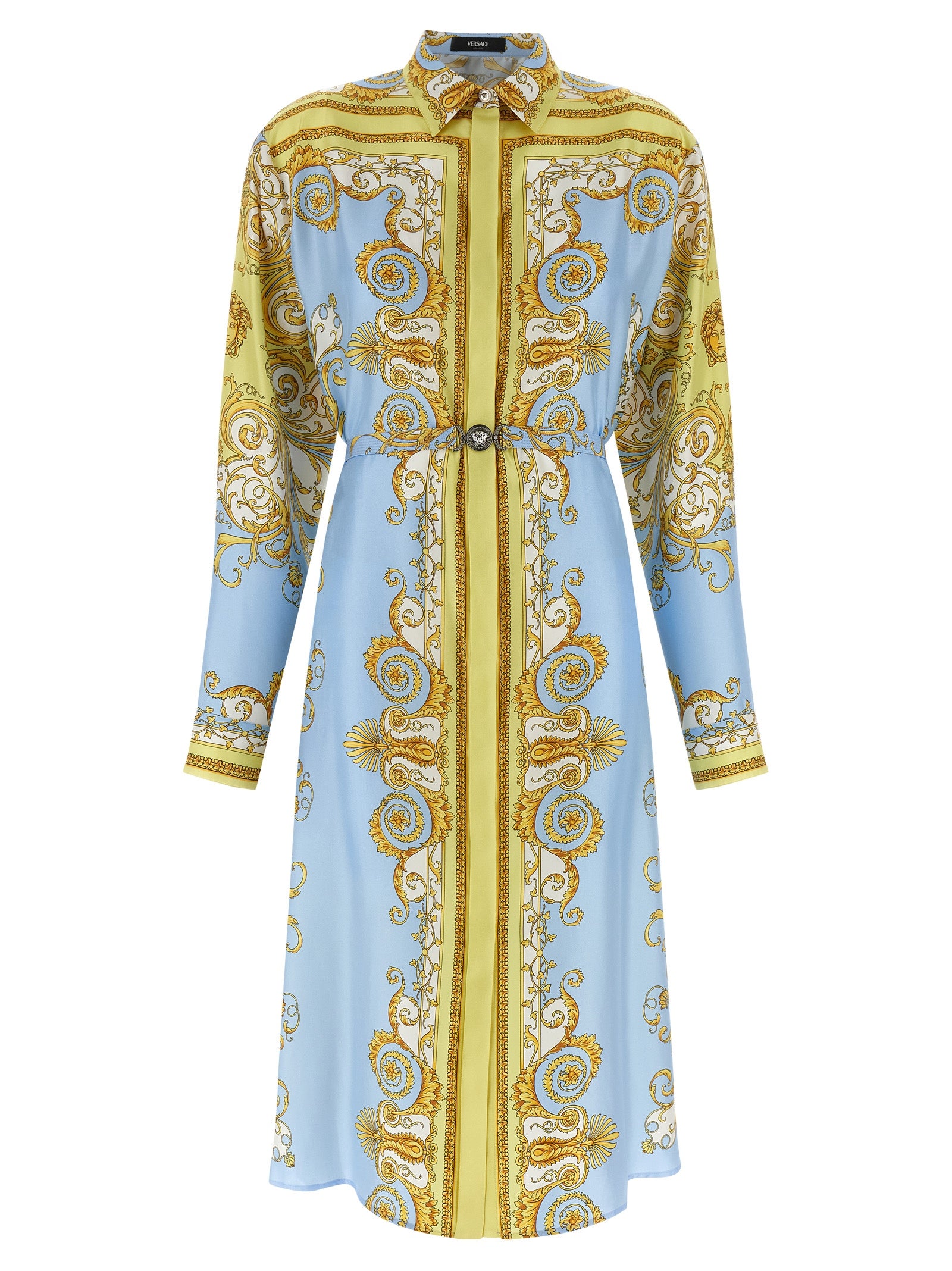 Versace Blue Silk Midi Women's Dress