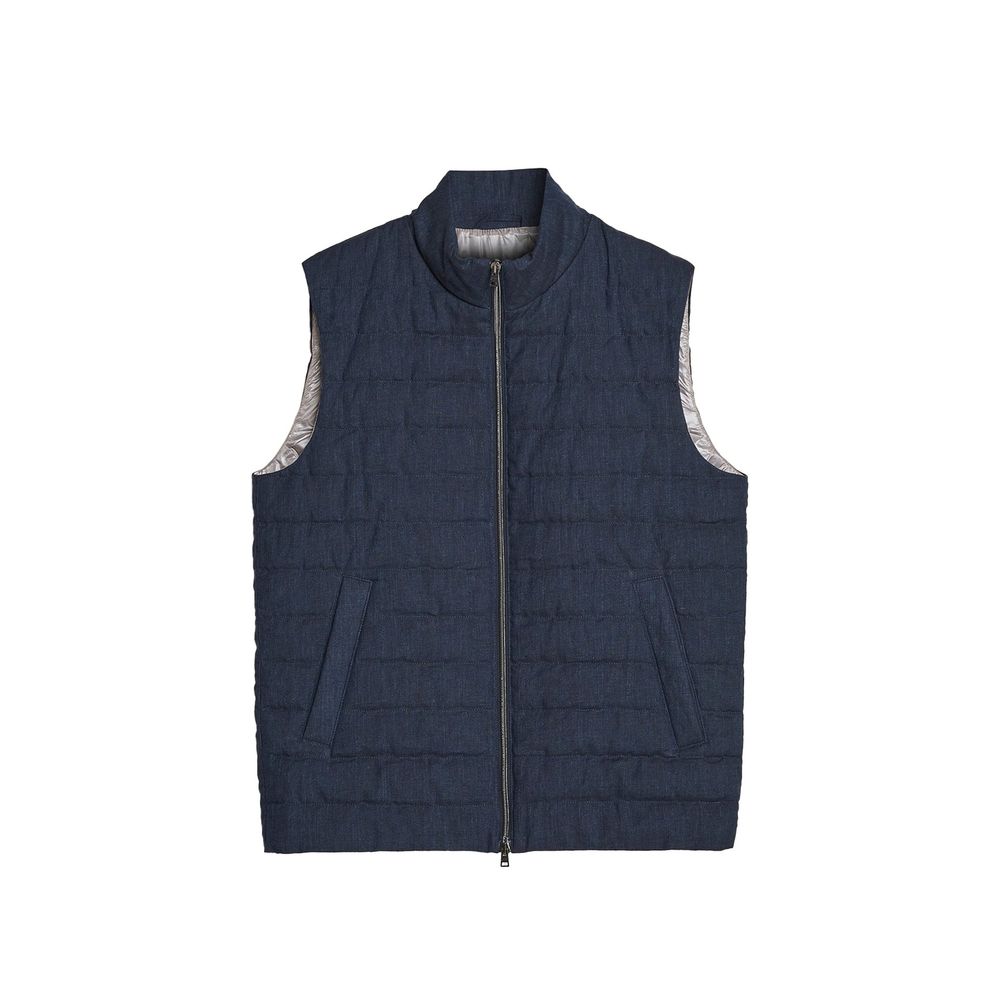 Herno Blue Linen Sleeveless Men's Jacket