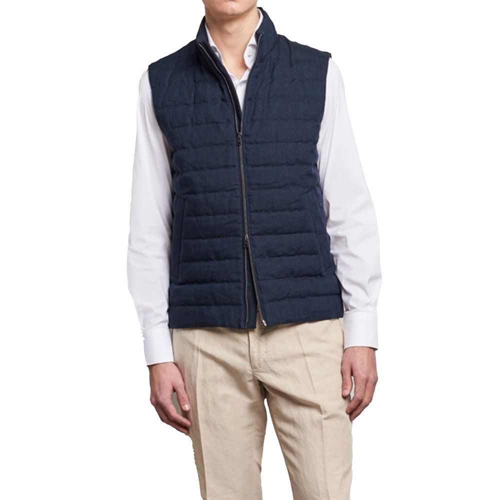 Herno Blue Linen Sleeveless Men's Jacket
