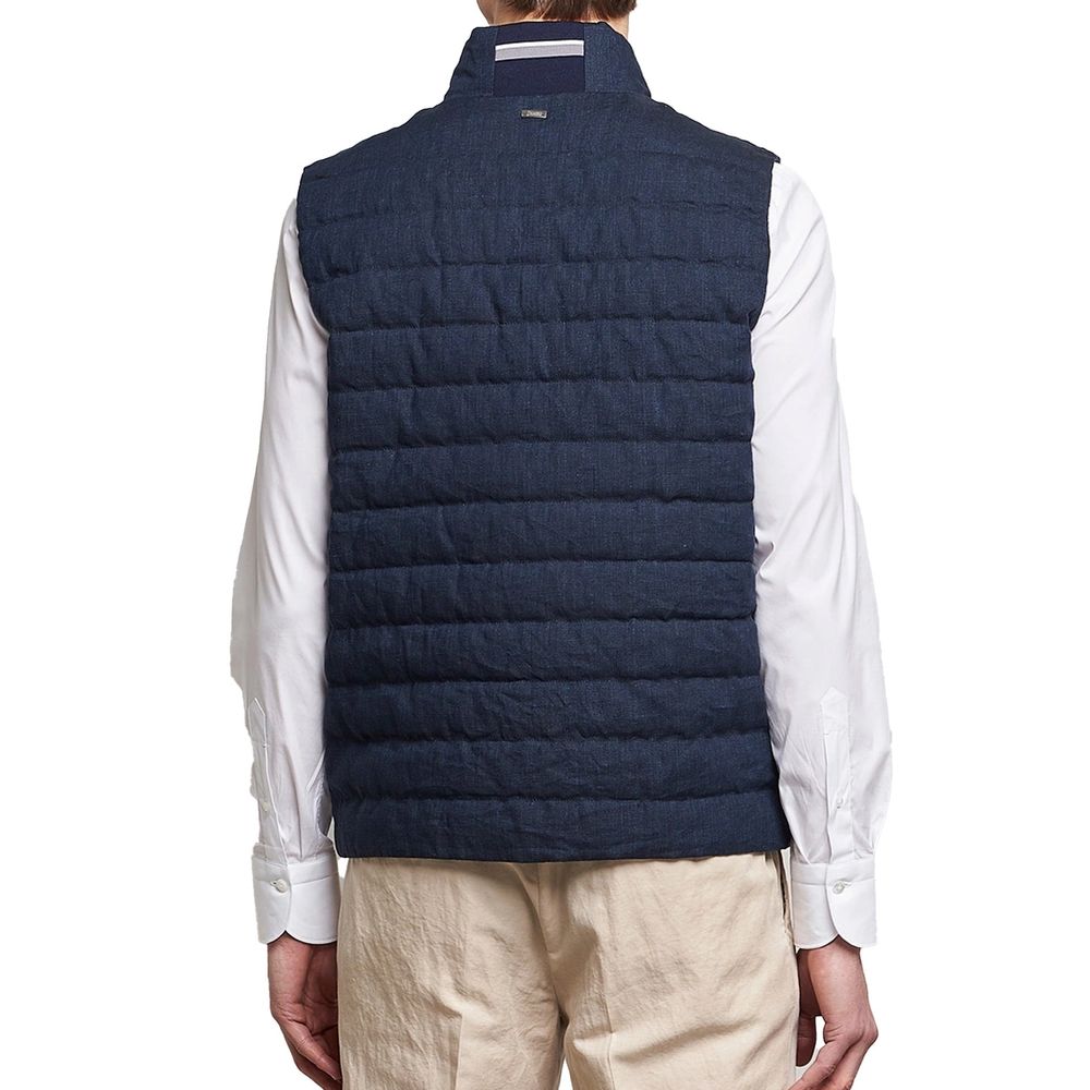 Herno Blue Linen Sleeveless Men's Jacket
