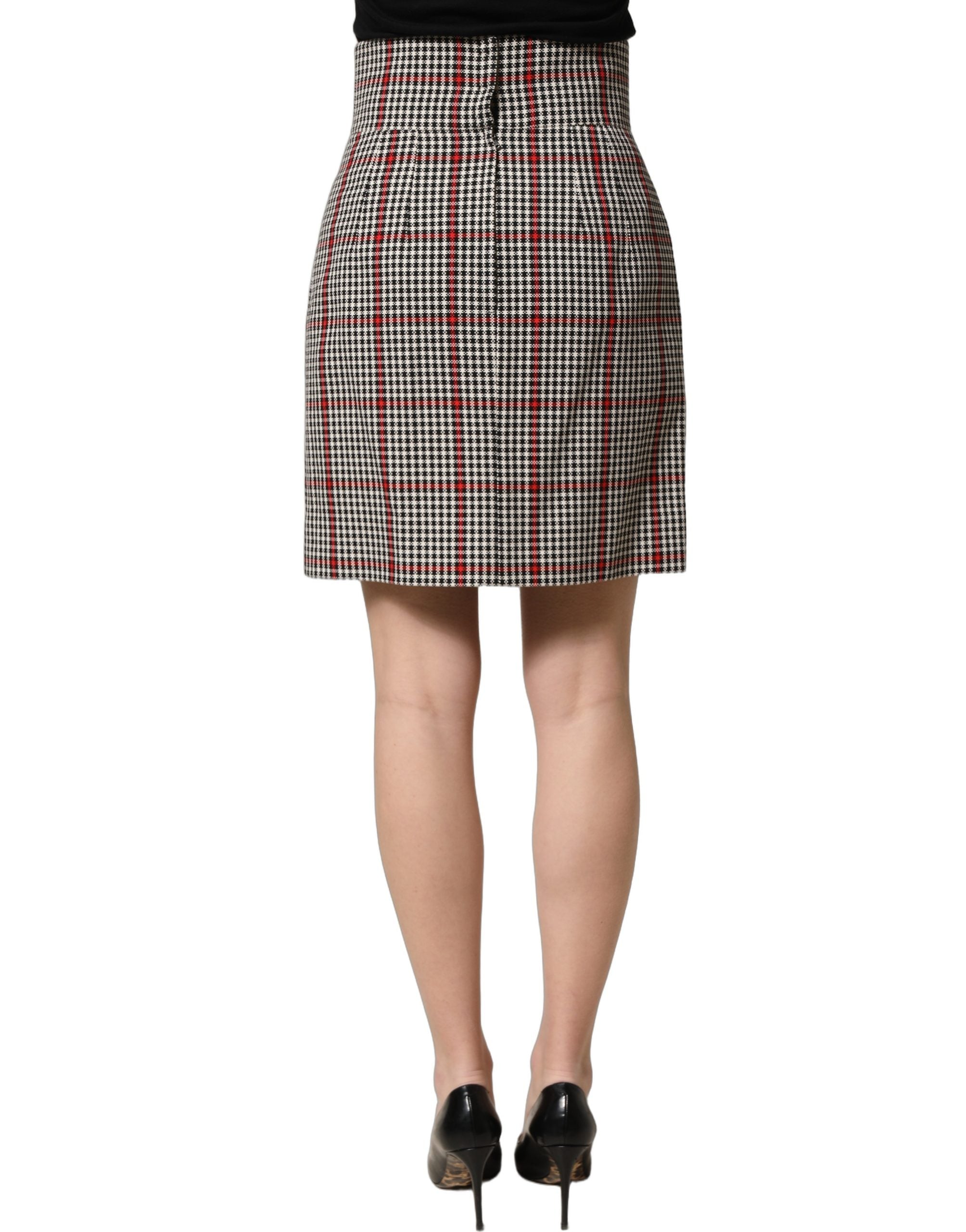 Dolce & Gabbana Gray Checkered High Waist A-line Mini Women's Skirt